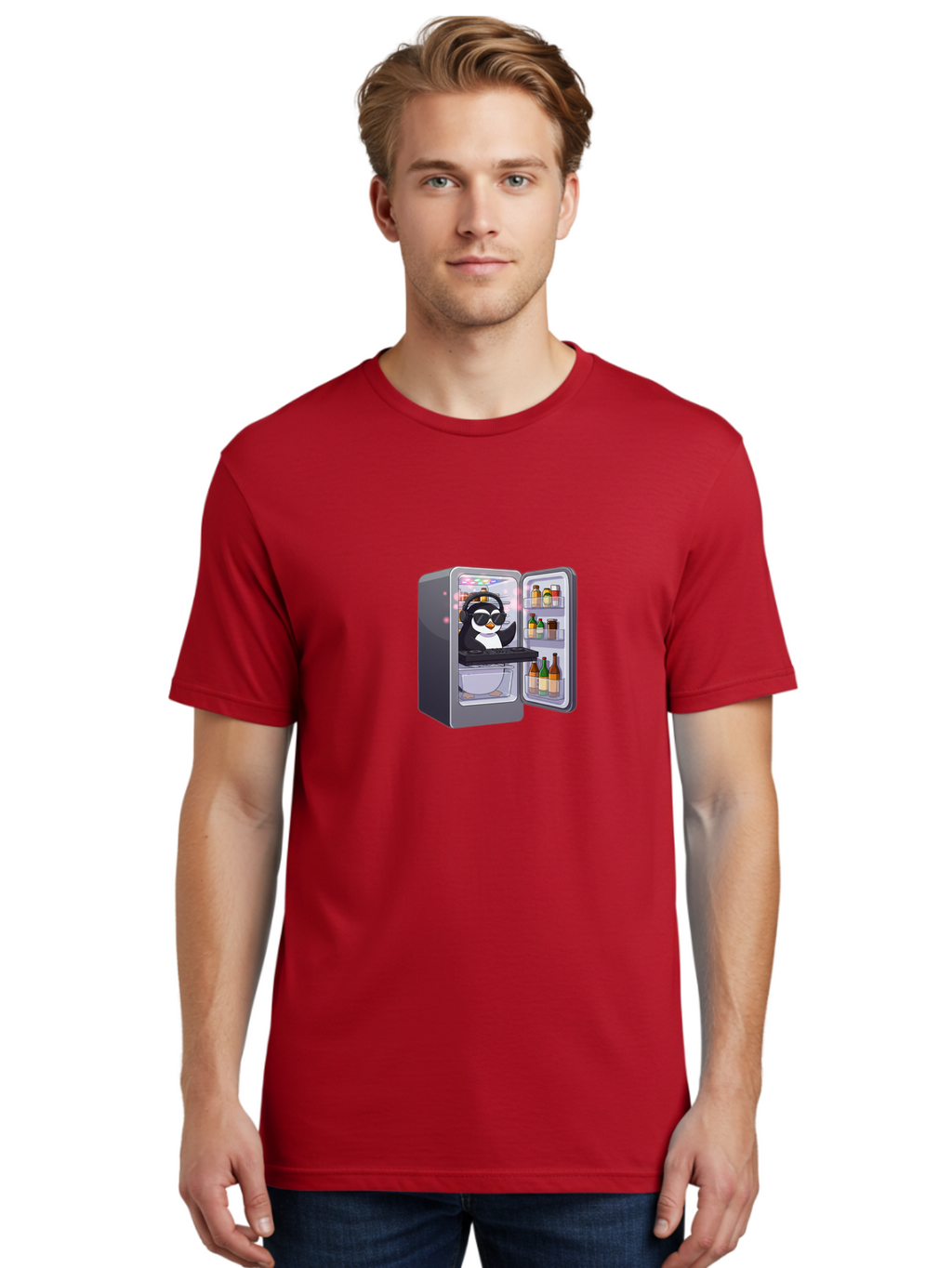 Penguin-Dj-1 Men'S Graphic Tee, 100% Cotton, Comfortable Casual Summer Wear, Machine Washable, Vintage Camera, Old Camera, Antique Camera, Black Camera, Classic Photography, Photography Equipment, Nostalgic Device, Film Camera, Camera Art Ban066