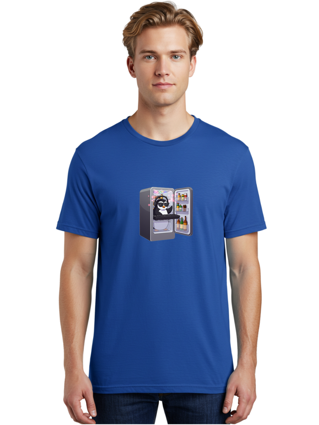 Penguin-Dj-1 Men'S Graphic Tee, 100% Cotton, Comfortable Casual Summer Wear, Machine Washable, Vintage Camera, Old Camera, Antique Camera, Black Camera, Classic Photography, Photography Equipment, Nostalgic Device, Film Camera, Camera Art Ban066