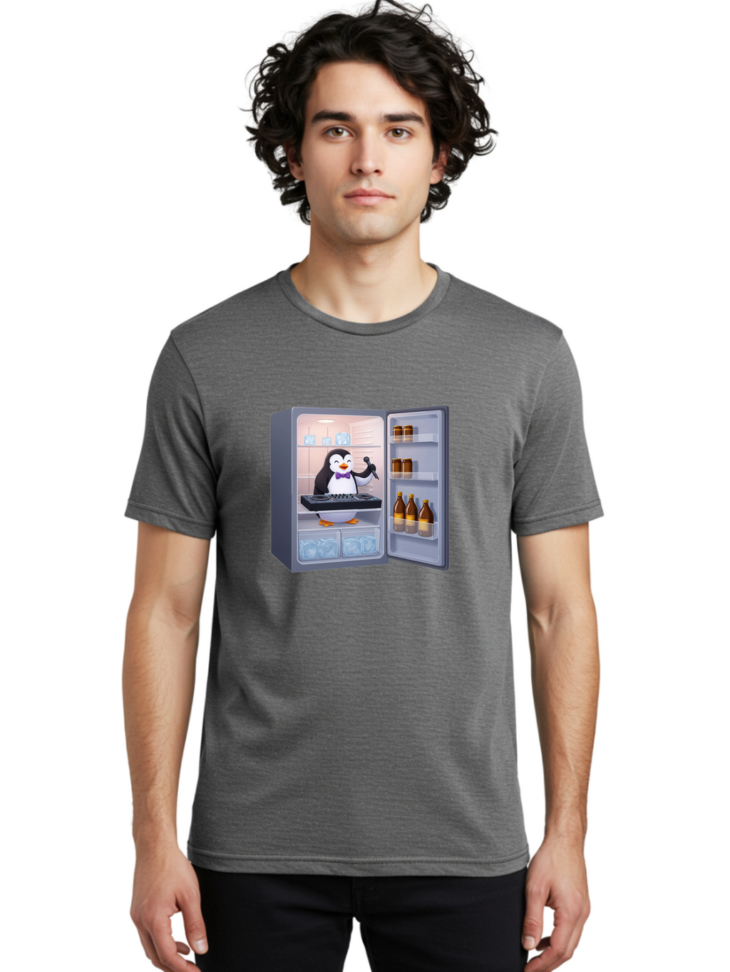 Penguin-Dj-2 Men'S Graphic Tee, 100% Cotton, Comfortable Casual Summer Wear, Machine Washable, Vintage Camera, Old Camera, Antique Camera, Black Camera, Classic Photography, Photography Equipment, Nostalgic Device, Film Camera, Camera Art Ban067