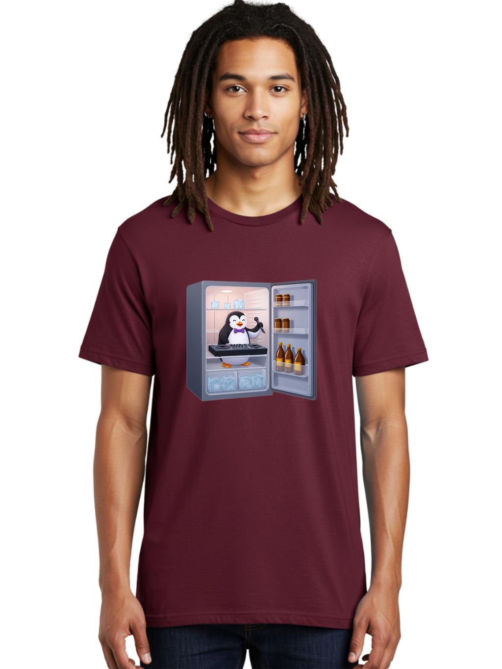 Penguin-Dj-2 Men'S Graphic Tee, 100% Cotton, Comfortable Casual Summer Wear, Machine Washable, Vintage Camera, Old Camera, Antique Camera, Black Camera, Classic Photography, Photography Equipment, Nostalgic Device, Film Camera, Camera Art Ban067