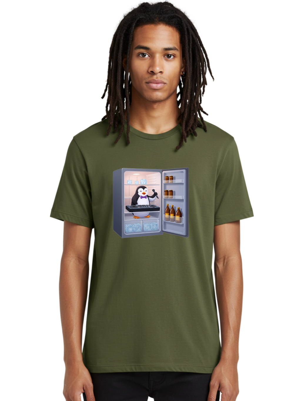 Penguin-Dj-2 Men'S Graphic Tee, 100% Cotton, Comfortable Casual Summer Wear, Machine Washable, Vintage Camera, Old Camera, Antique Camera, Black Camera, Classic Photography, Photography Equipment, Nostalgic Device, Film Camera, Camera Art Ban067