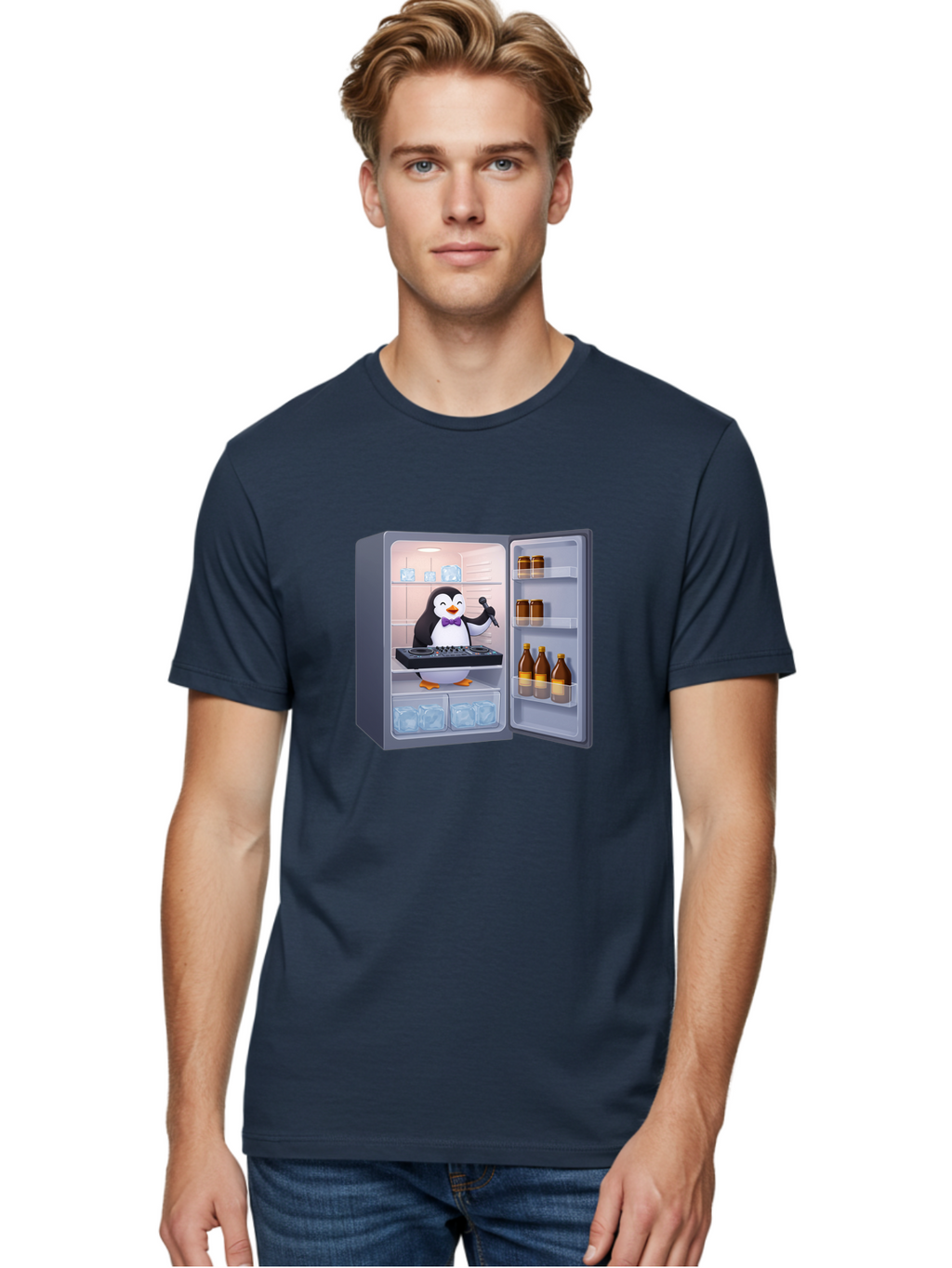 Penguin-Dj-2 Men'S Graphic Tee, 100% Cotton, Comfortable Casual Summer Wear, Machine Washable, Vintage Camera, Old Camera, Antique Camera, Black Camera, Classic Photography, Photography Equipment, Nostalgic Device, Film Camera, Camera Art Ban067