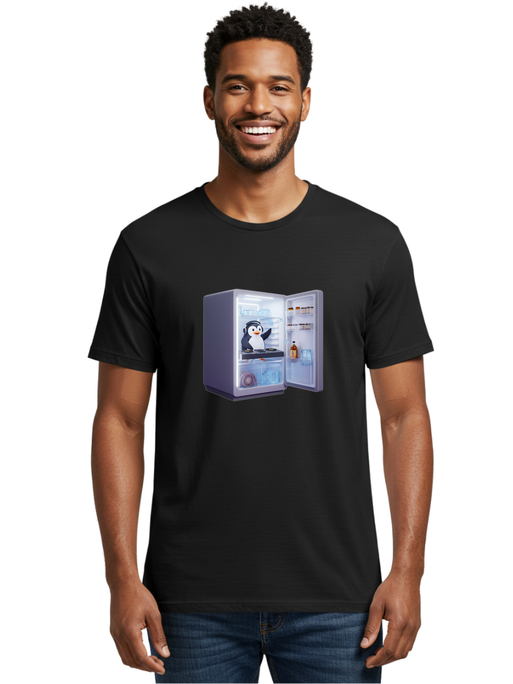 Penguin-Dj Men'S Graphic Tee, 100% Cotton, Comfortable Casual Summer Wear, Machine Washable, Vintage Camera, Old Camera, Antique Camera, Black Camera, Classic Photography, Photography Equipment, Nostalgic Device, Film Camera, Camera Art Ban068