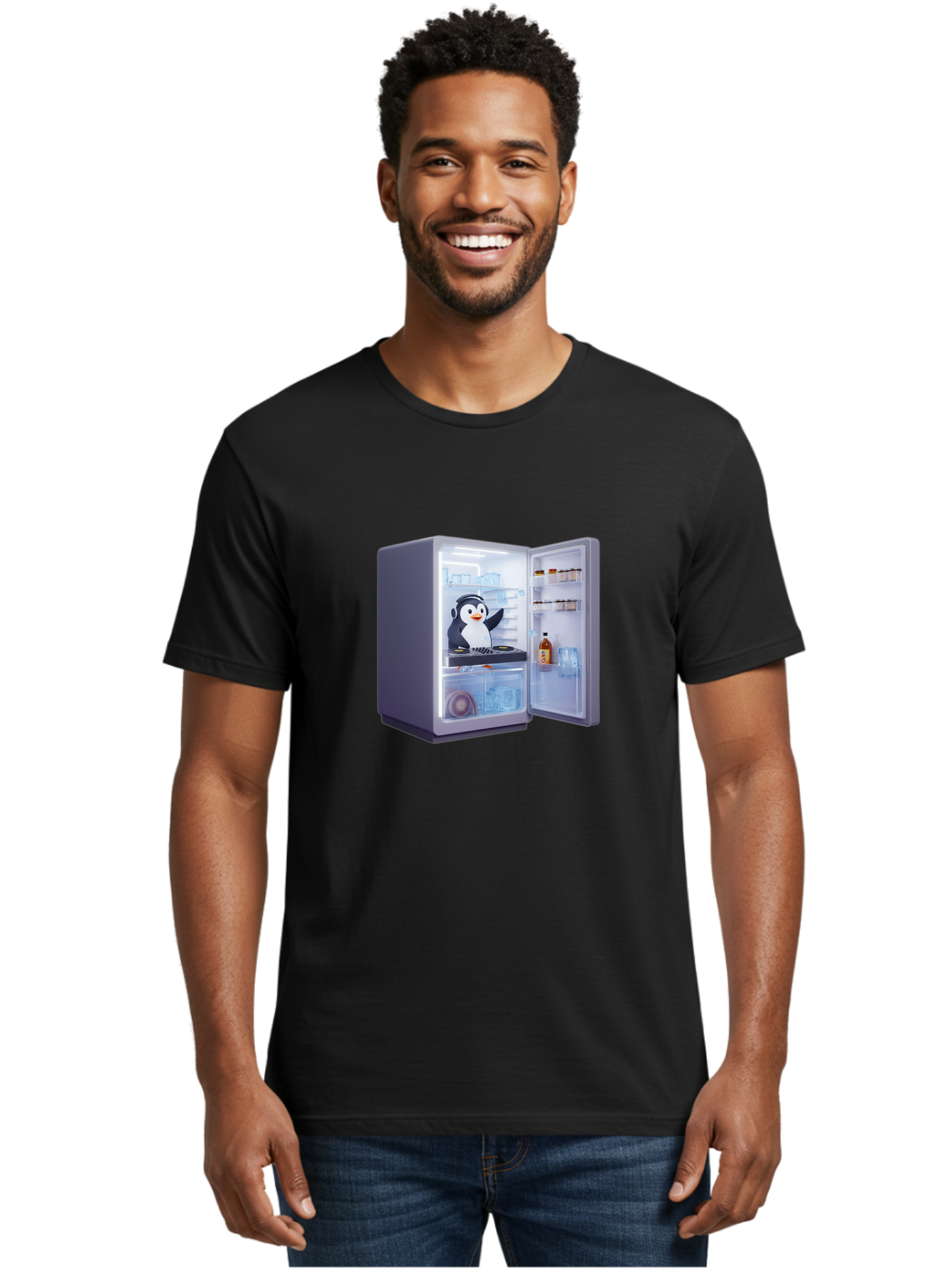 Penguin-Dj Men'S Graphic Tee, 100% Cotton, Comfortable Casual Summer Wear, Machine Washable, Vintage Camera, Old Camera, Antique Camera, Black Camera, Classic Photography, Photography Equipment, Nostalgic Device, Film Camera, Camera Art Ban068