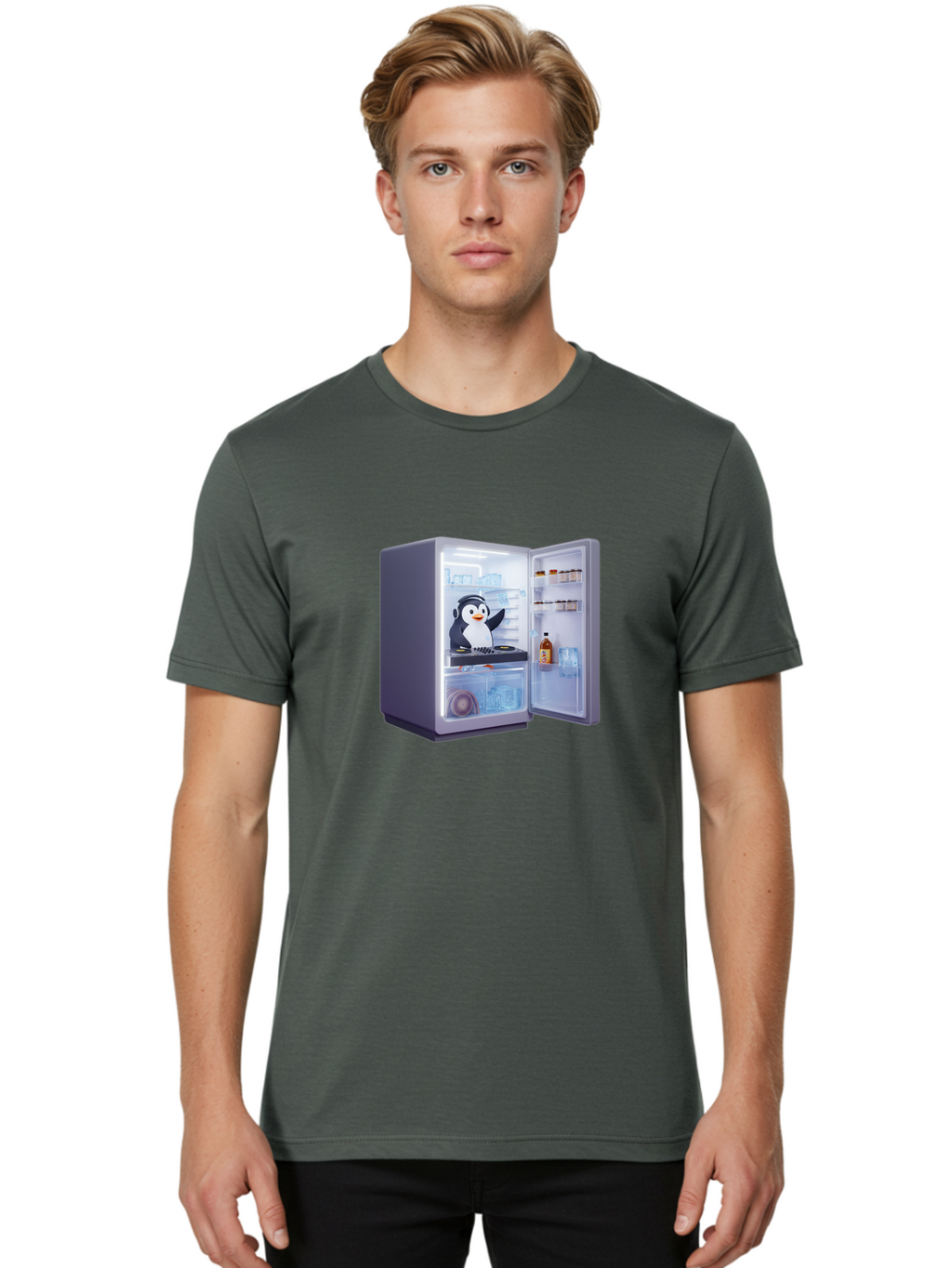 Penguin-Dj Men'S Graphic Tee, 100% Cotton, Comfortable Casual Summer Wear, Machine Washable, Vintage Camera, Old Camera, Antique Camera, Black Camera, Classic Photography, Photography Equipment, Nostalgic Device, Film Camera, Camera Art Ban068