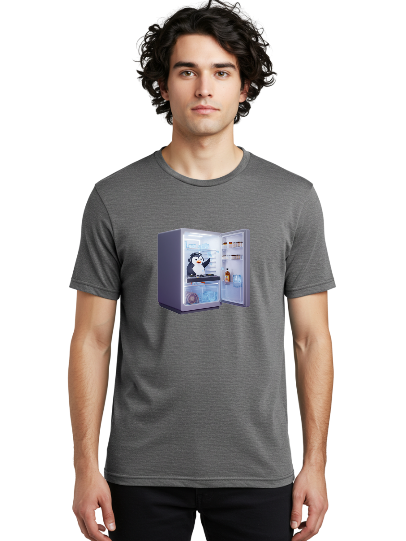 Penguin-Dj Men'S Graphic Tee, 100% Cotton, Comfortable Casual Summer Wear, Machine Washable, Vintage Camera, Old Camera, Antique Camera, Black Camera, Classic Photography, Photography Equipment, Nostalgic Device, Film Camera, Camera Art Ban068