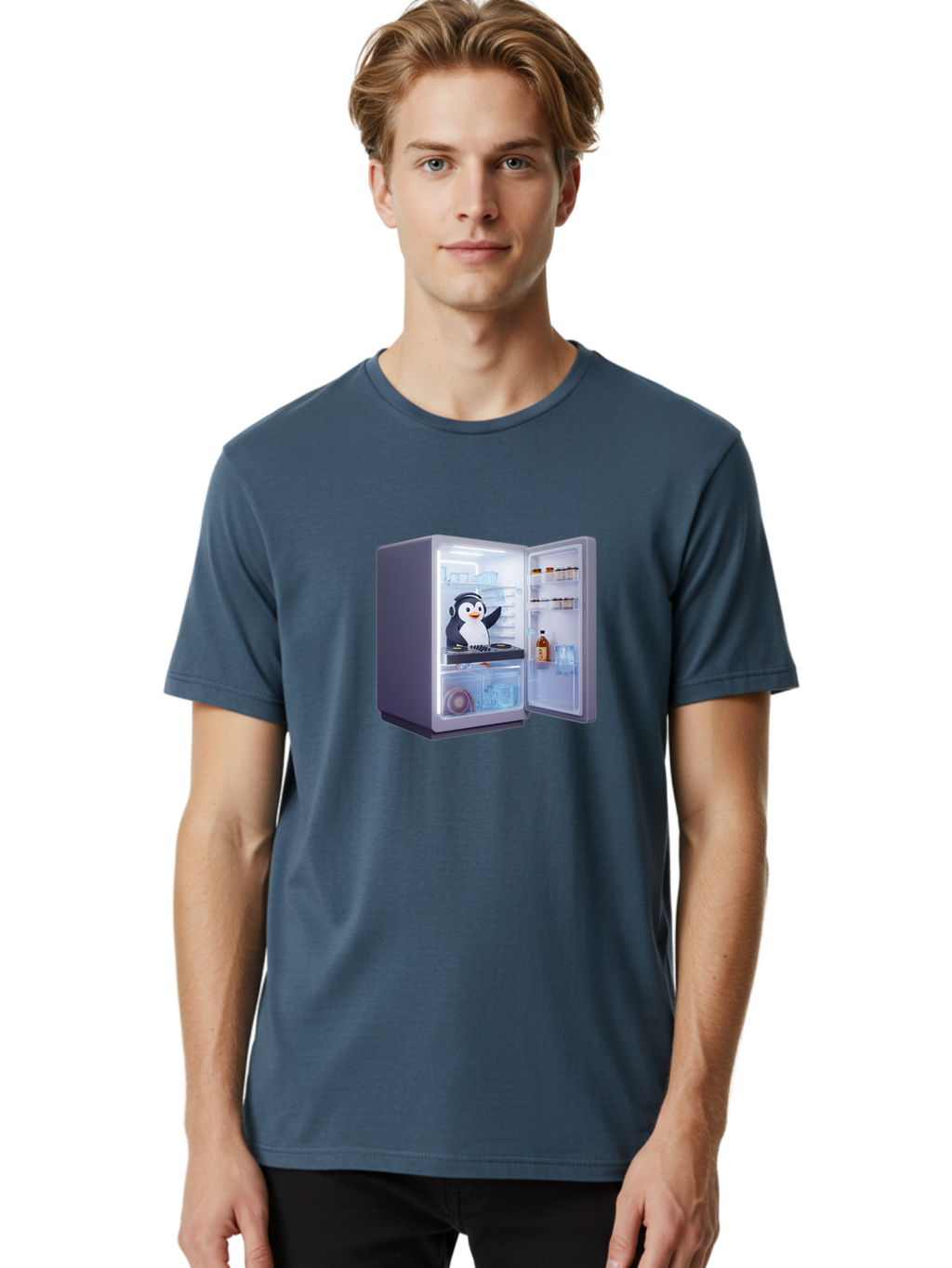 Penguin-Dj Men'S Graphic Tee, 100% Cotton, Comfortable Casual Summer Wear, Machine Washable, Vintage Camera, Old Camera, Antique Camera, Black Camera, Classic Photography, Photography Equipment, Nostalgic Device, Film Camera, Camera Art Ban068