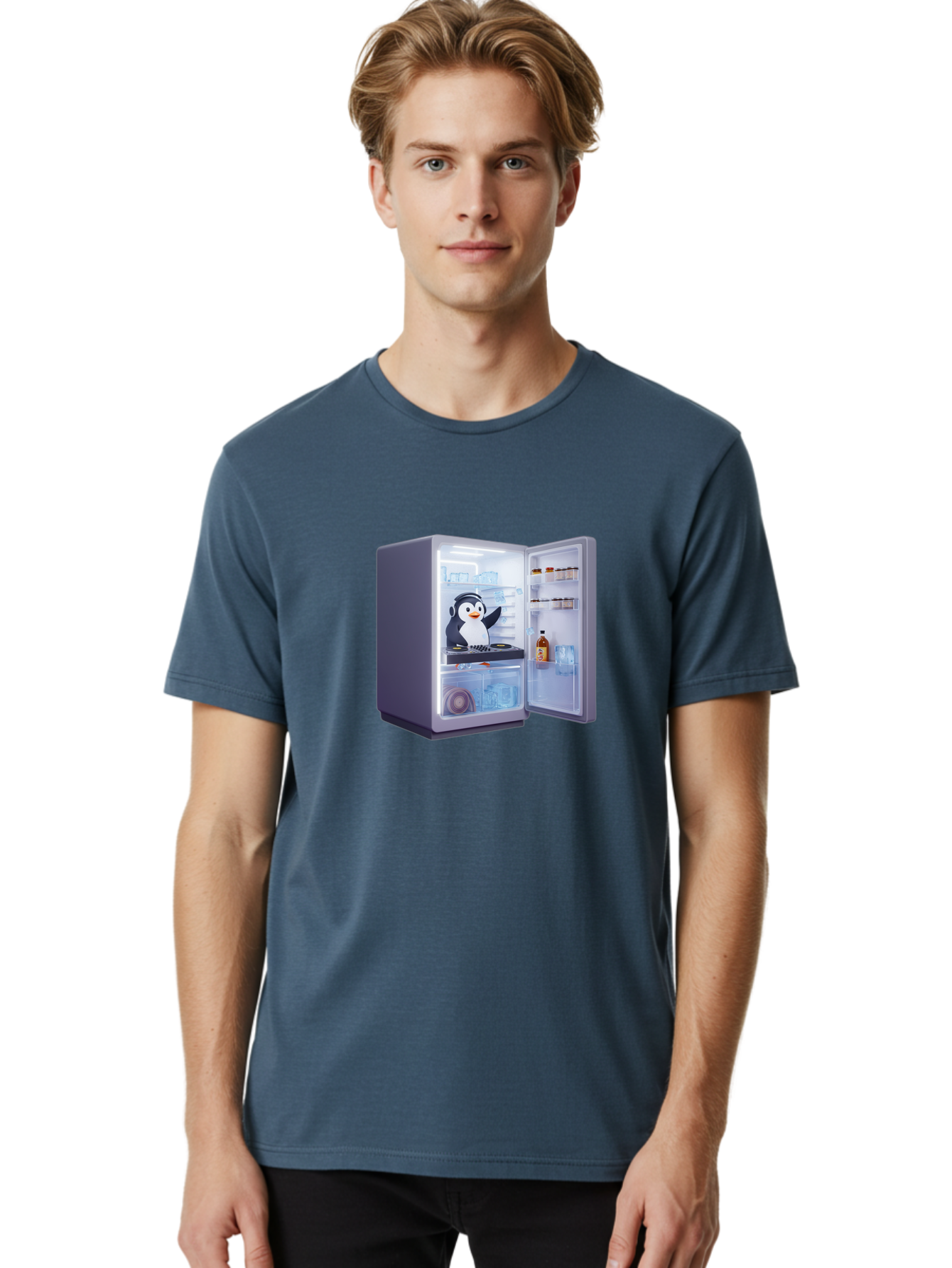 Penguin-Dj Men'S Graphic Tee, 100% Cotton, Comfortable Casual Summer Wear, Machine Washable, Vintage Camera, Old Camera, Antique Camera, Black Camera, Classic Photography, Photography Equipment, Nostalgic Device, Film Camera, Camera Art Ban068