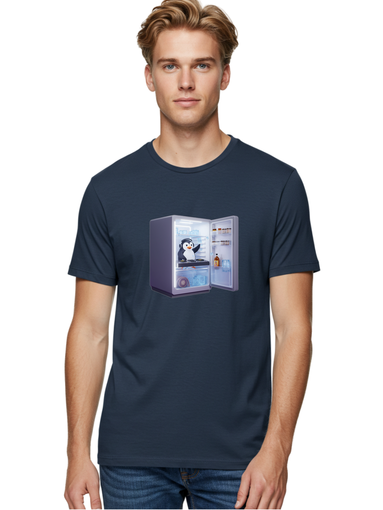 Penguin-Dj Men'S Graphic Tee, 100% Cotton, Comfortable Casual Summer Wear, Machine Washable, Vintage Camera, Old Camera, Antique Camera, Black Camera, Classic Photography, Photography Equipment, Nostalgic Device, Film Camera, Camera Art Ban068