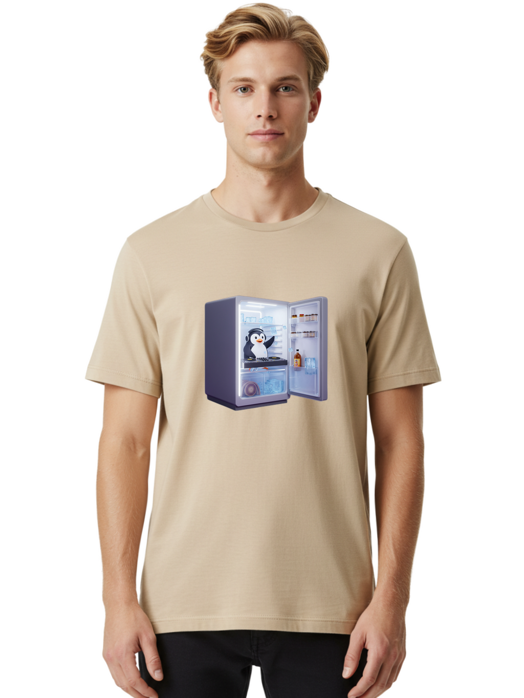 Penguin-Dj Men'S Graphic Tee, 100% Cotton, Comfortable Casual Summer Wear, Machine Washable, Vintage Camera, Old Camera, Antique Camera, Black Camera, Classic Photography, Photography Equipment, Nostalgic Device, Film Camera, Camera Art Ban068