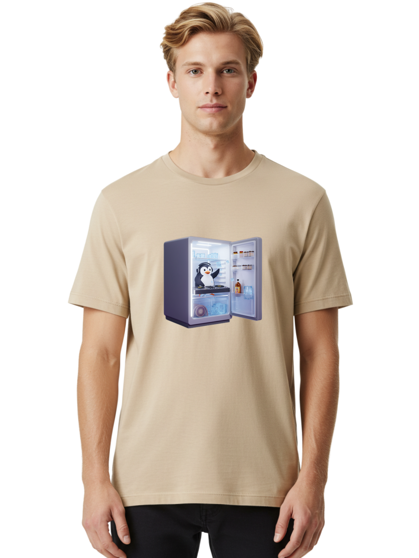 Penguin-Dj Men'S Graphic Tee, 100% Cotton, Comfortable Casual Summer Wear, Machine Washable, Vintage Camera, Old Camera, Antique Camera, Black Camera, Classic Photography, Photography Equipment, Nostalgic Device, Film Camera, Camera Art Ban068