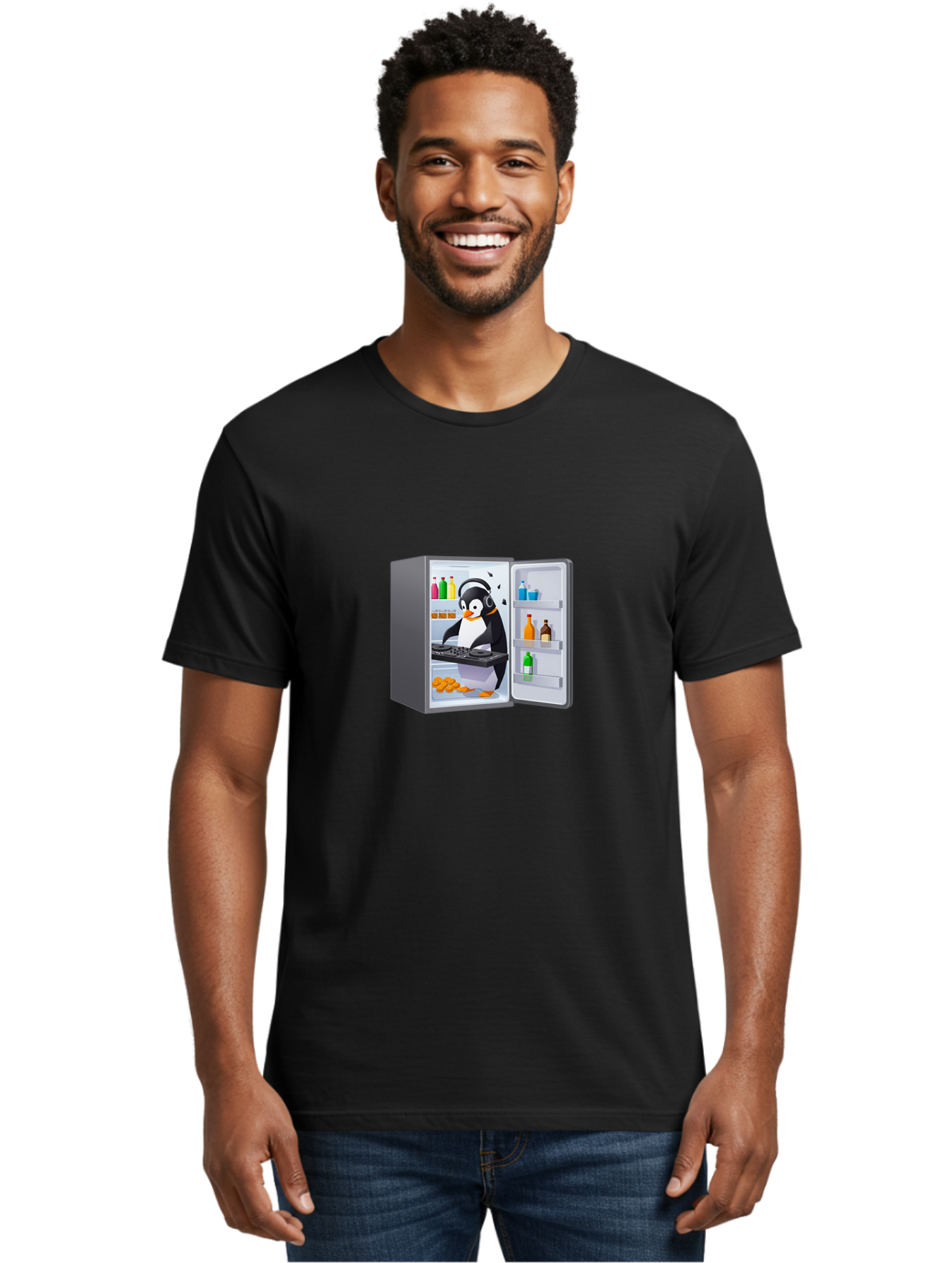Penguin-Djing-In-Fridge Men'S Graphic Tee, 100% Cotton, Comfortable Casual Summer Wear, Machine Washable, Vintage Camera, Old Camera, Antique Camera, Black Camera, Classic Photography, Photography Equipment, Nostalgic Device, Film Camera, Ban069