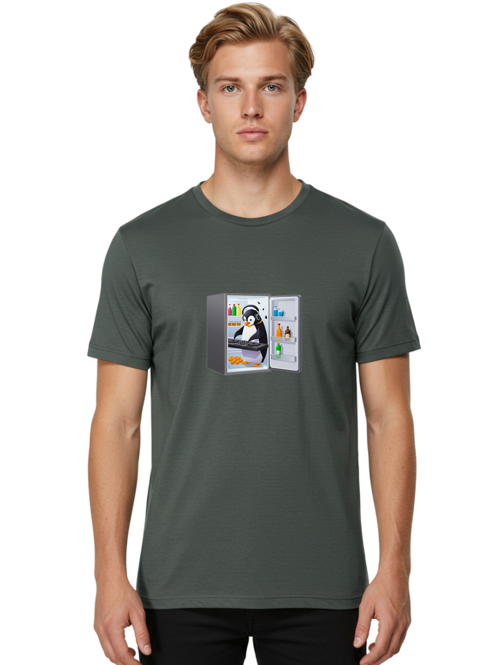 Penguin-Djing-In-Fridge Men'S Graphic Tee, 100% Cotton, Comfortable Casual Summer Wear, Machine Washable, Vintage Camera, Old Camera, Antique Camera, Black Camera, Classic Photography, Photography Equipment, Nostalgic Device, Film Camera, Ban069