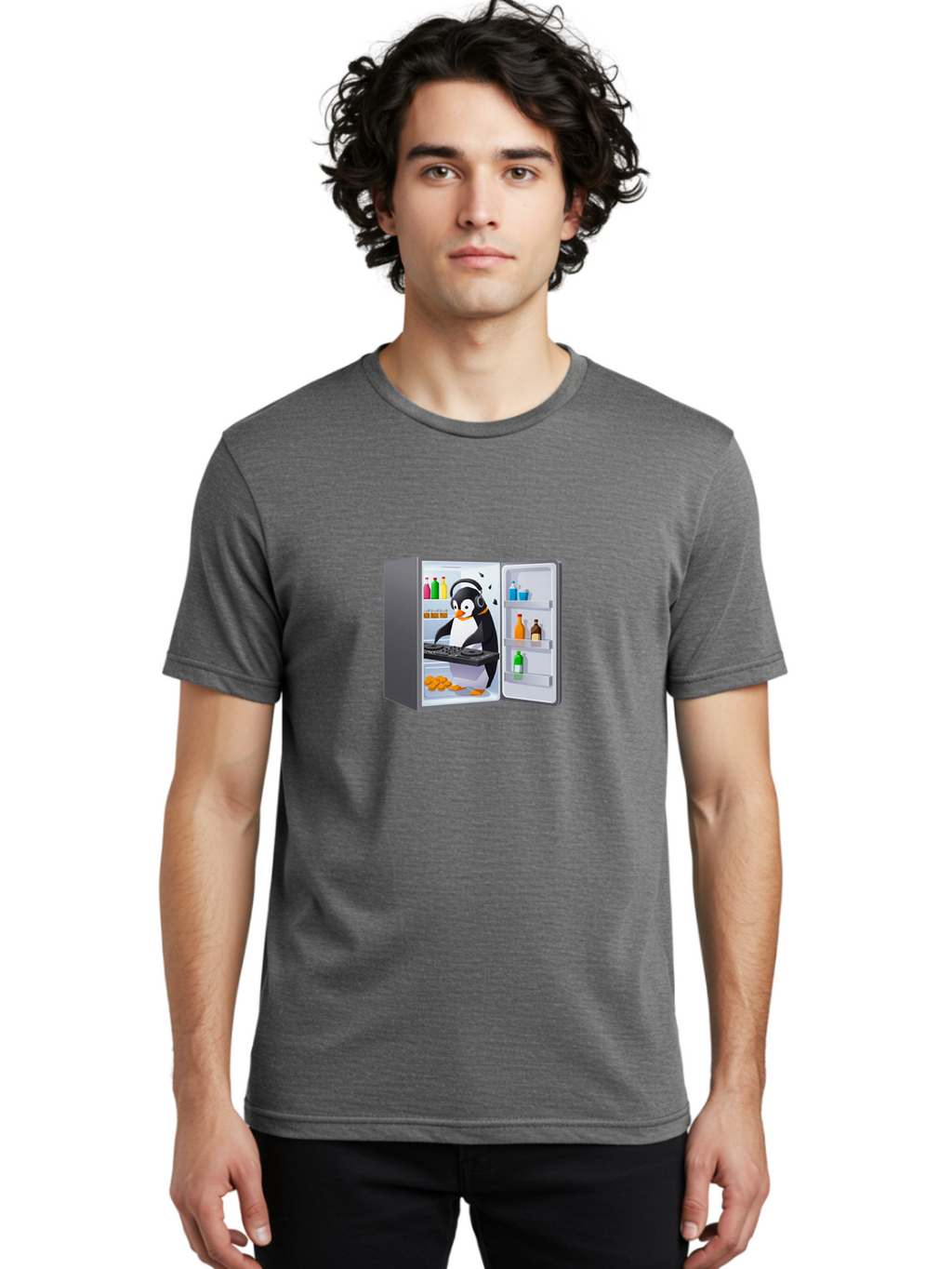 Penguin-Djing-In-Fridge Men'S Graphic Tee, 100% Cotton, Comfortable Casual Summer Wear, Machine Washable, Vintage Camera, Old Camera, Antique Camera, Black Camera, Classic Photography, Photography Equipment, Nostalgic Device, Film Camera, Ban069