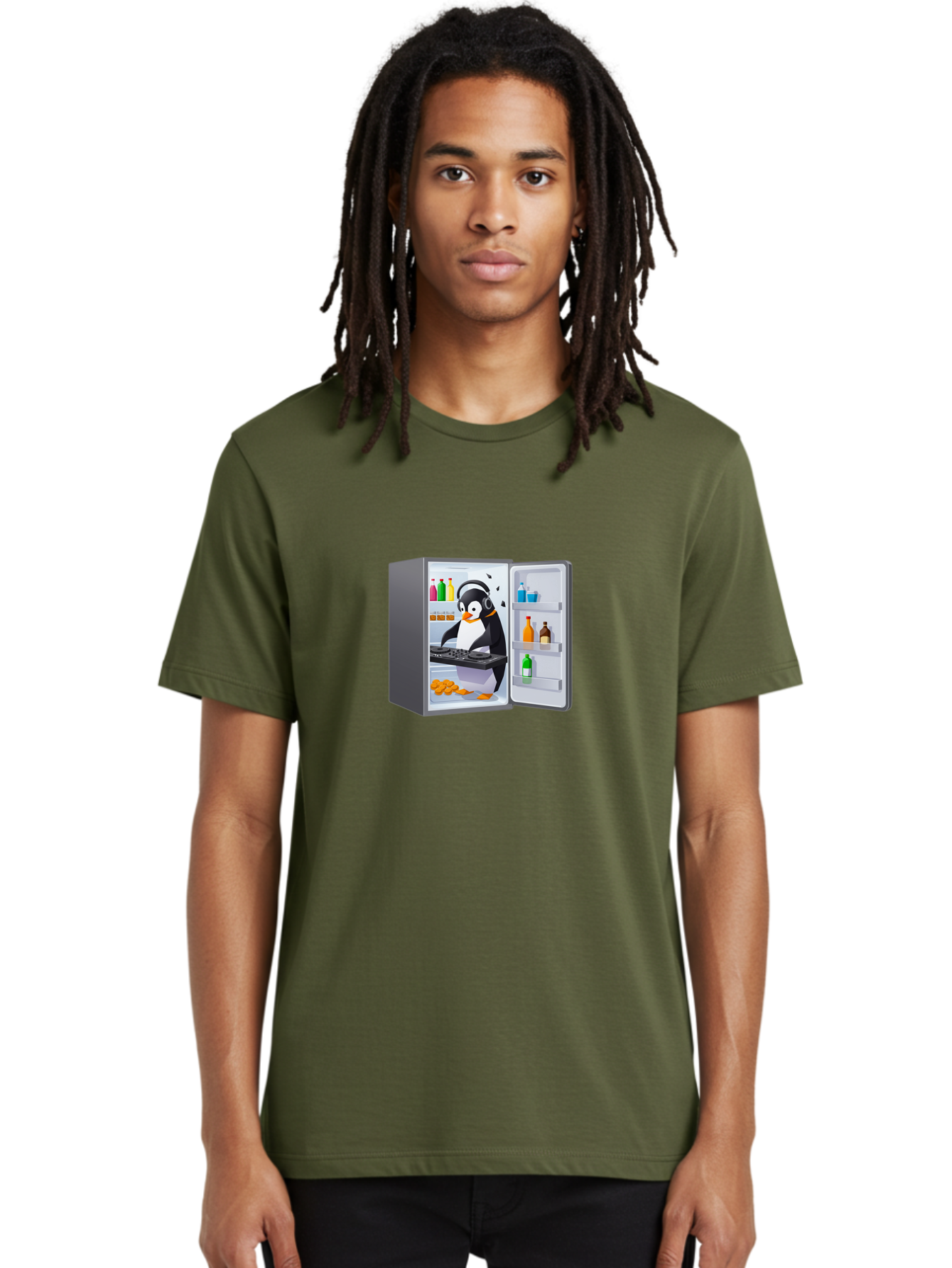 Penguin-Djing-In-Fridge Men'S Graphic Tee, 100% Cotton, Comfortable Casual Summer Wear, Machine Washable, Vintage Camera, Old Camera, Antique Camera, Black Camera, Classic Photography, Photography Equipment, Nostalgic Device, Film Camera, Ban069