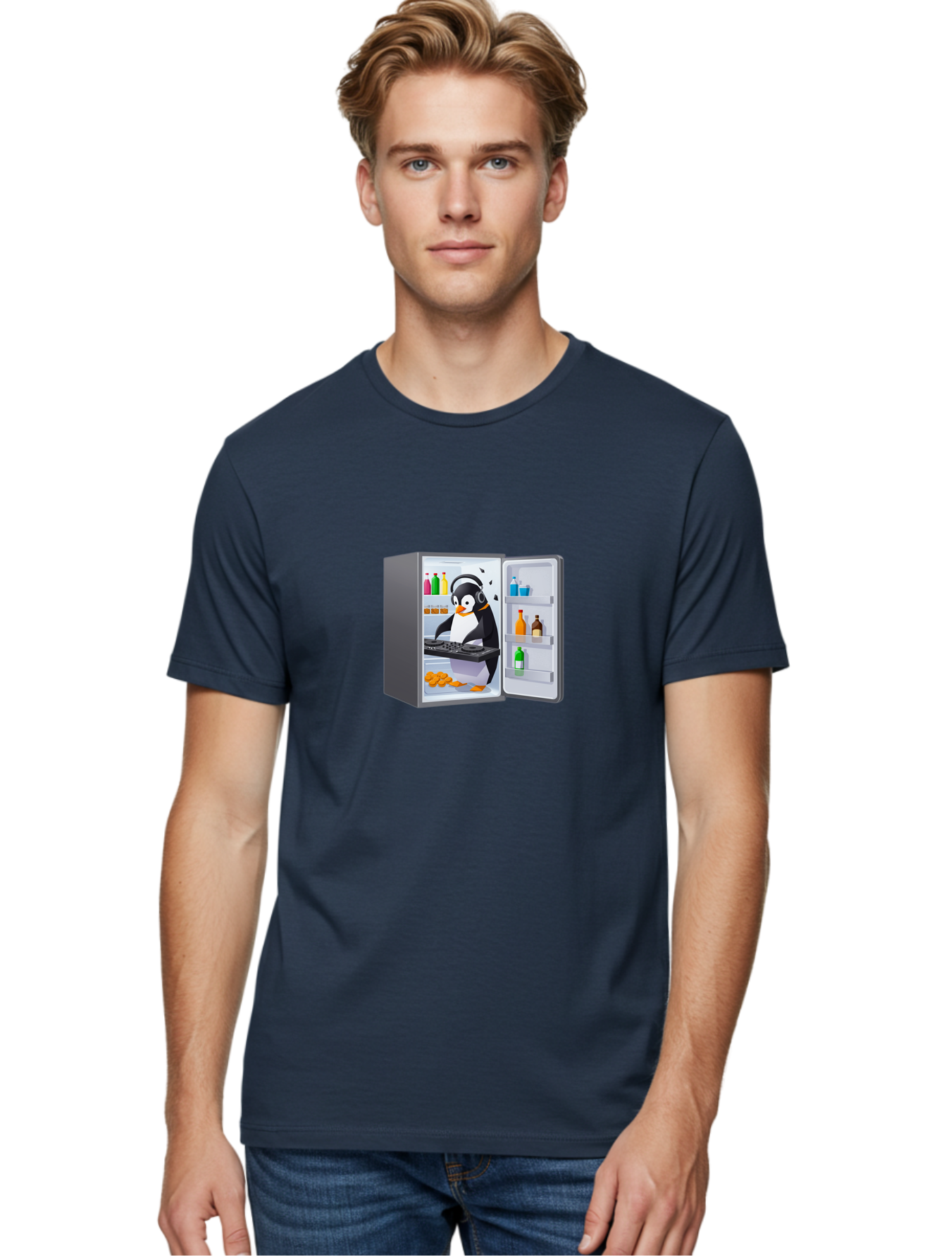 Penguin-Djing-In-Fridge Men'S Graphic Tee, 100% Cotton, Comfortable Casual Summer Wear, Machine Washable, Vintage Camera, Old Camera, Antique Camera, Black Camera, Classic Photography, Photography Equipment, Nostalgic Device, Film Camera, Ban069