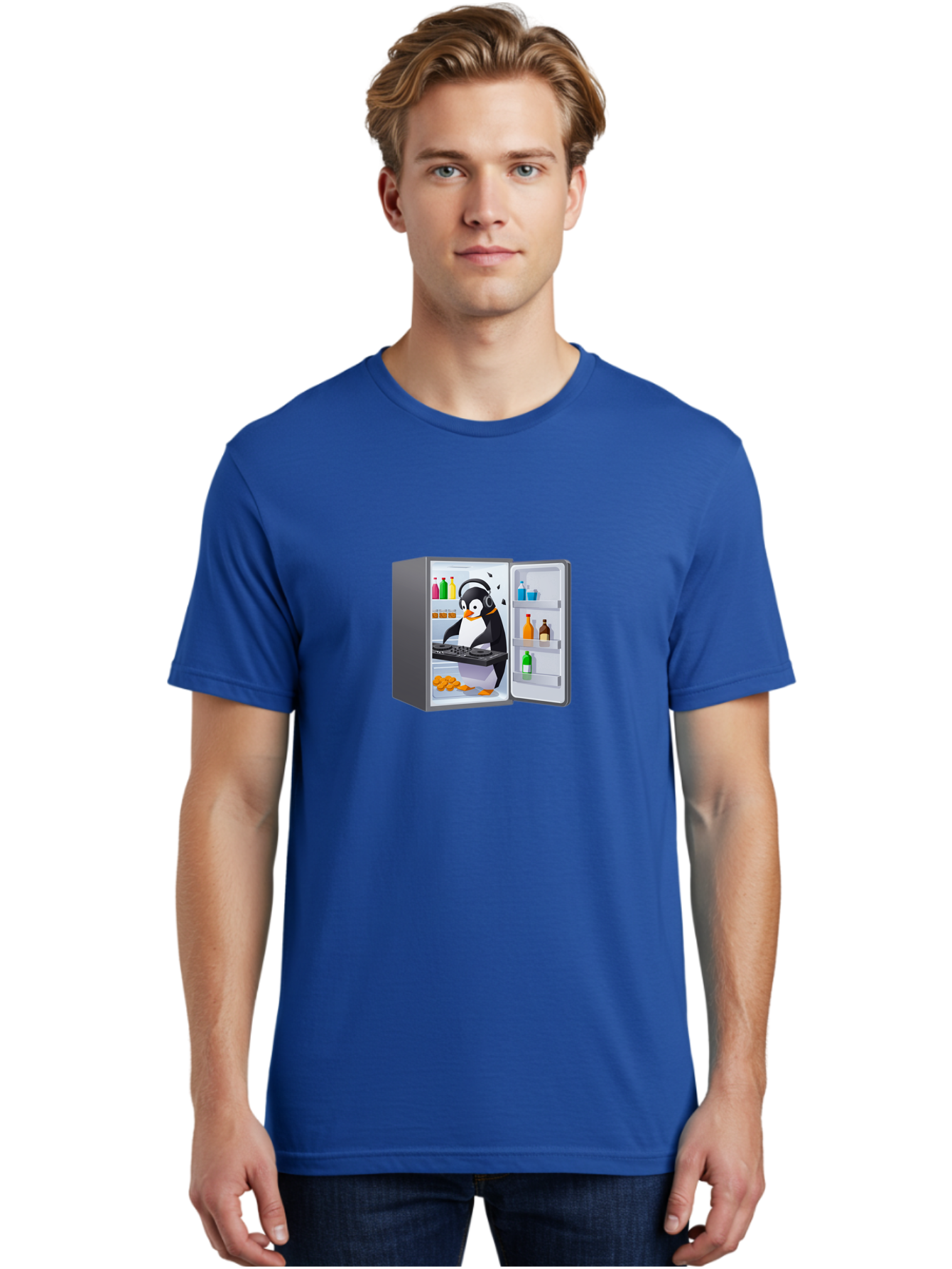 Penguin-Djing-In-Fridge Men'S Graphic Tee, 100% Cotton, Comfortable Casual Summer Wear, Machine Washable, Vintage Camera, Old Camera, Antique Camera, Black Camera, Classic Photography, Photography Equipment, Nostalgic Device, Film Camera, Ban069