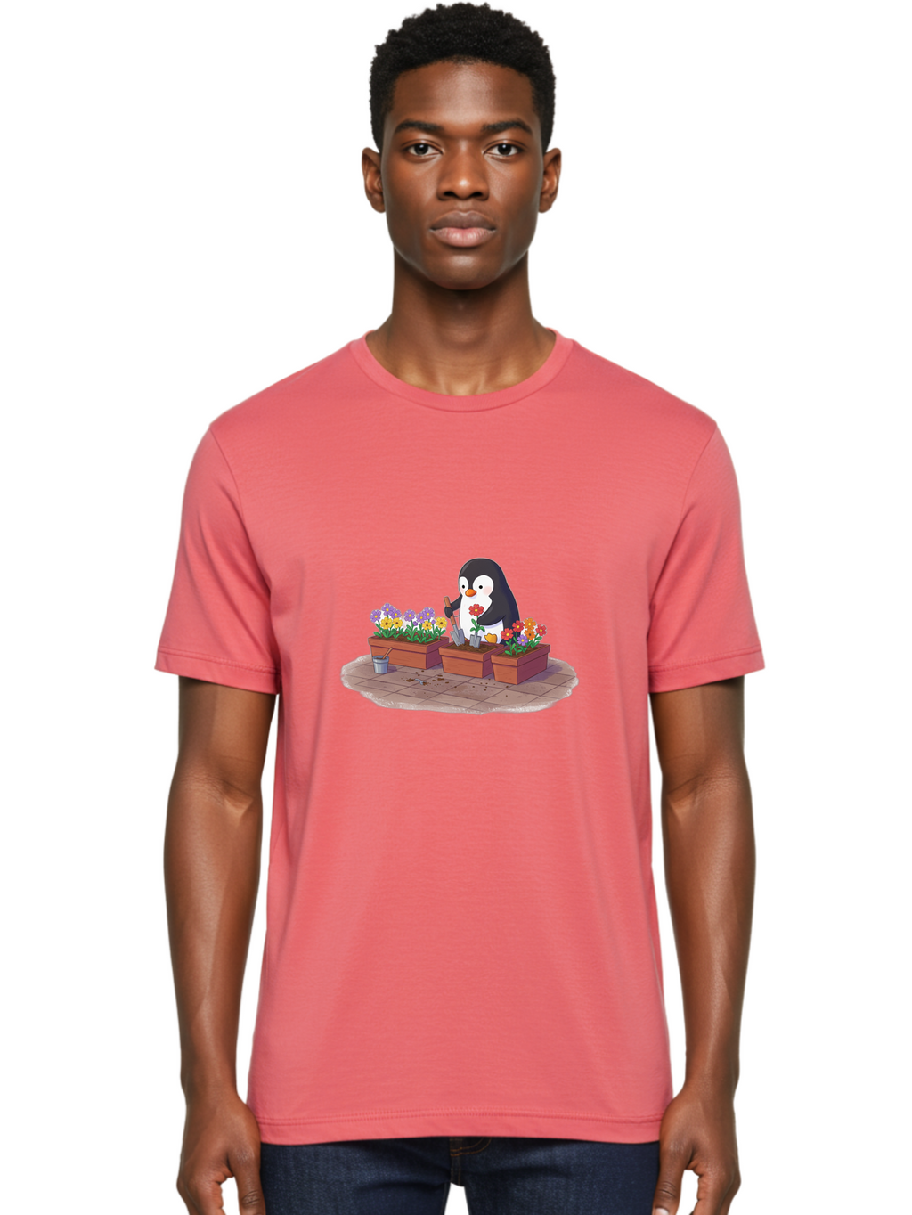 Penguin-Gardening Men'S Graphic Tee, 100% Cotton, Comfortable Casual Summer Wear, Machine Washable, Vintage Camera, Old Camera, Antique Camera, Black Camera, Classic Photography, Photography Equipment, Nostalgic Device, Film Camera, Camera Art Ban070