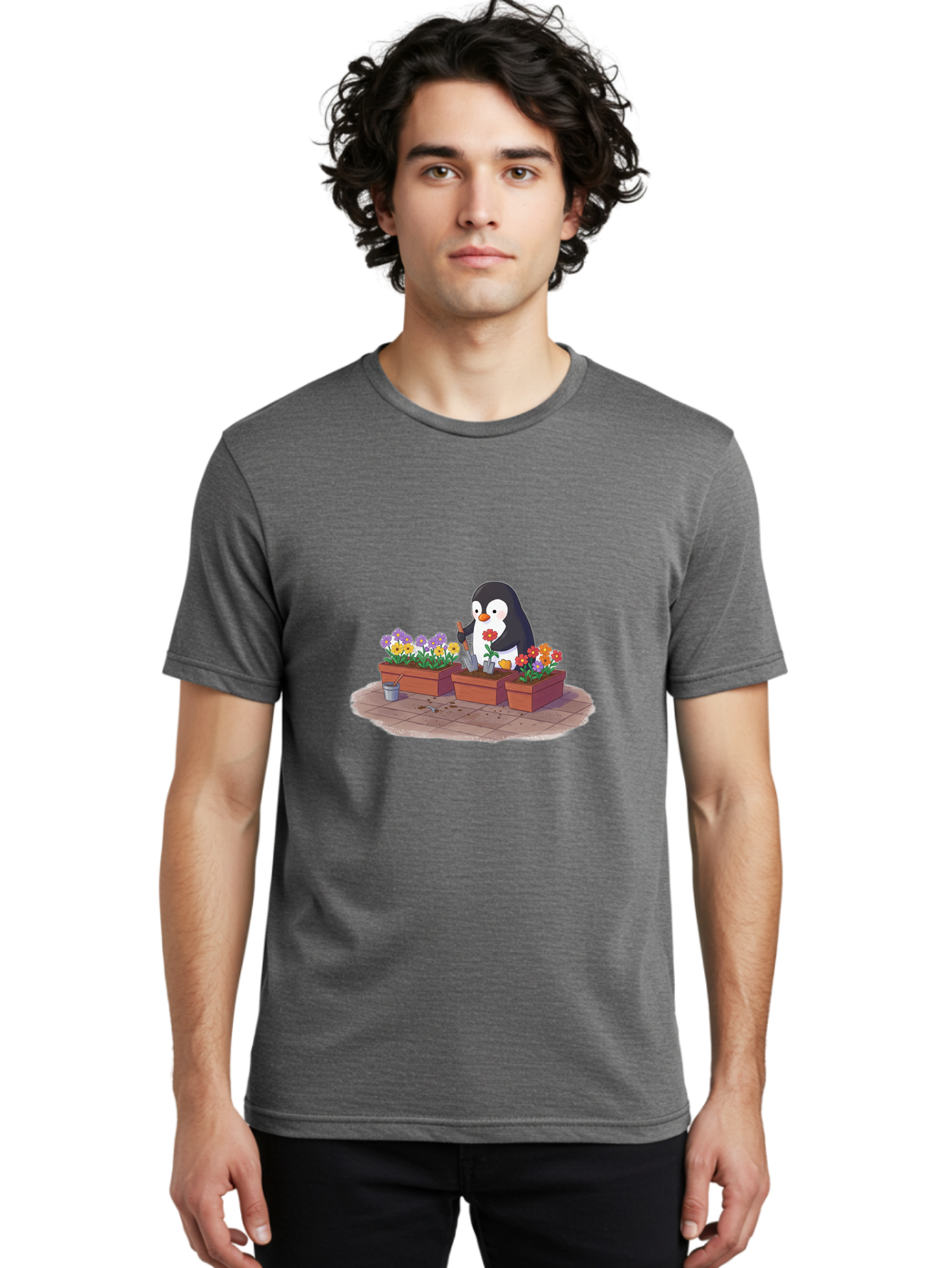 Penguin-Gardening Men'S Graphic Tee, 100% Cotton, Comfortable Casual Summer Wear, Machine Washable, Vintage Camera, Old Camera, Antique Camera, Black Camera, Classic Photography, Photography Equipment, Nostalgic Device, Film Camera, Camera Art Ban070