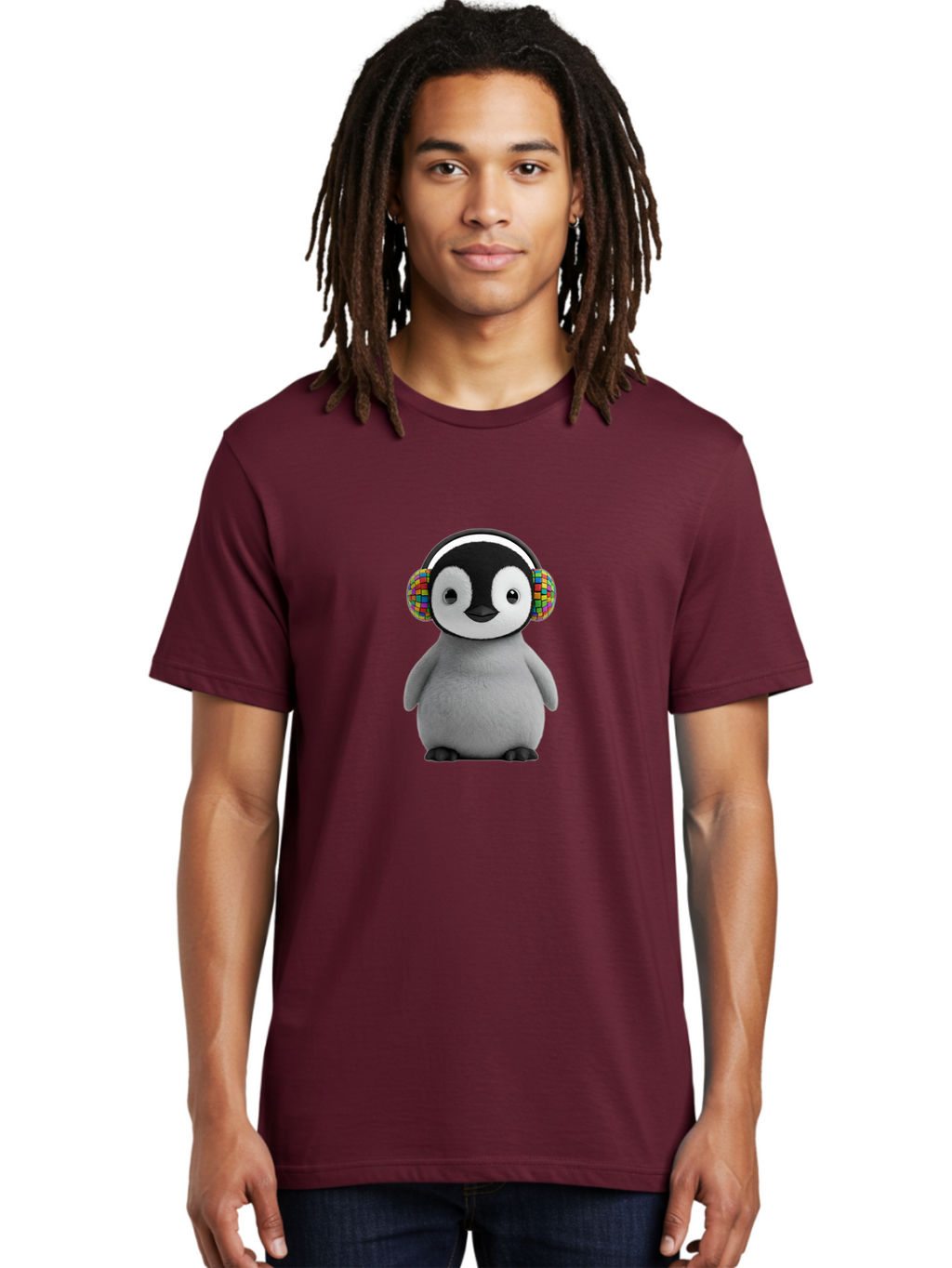 Penguin-Headphones Men'S Graphic Tee, 100% Cotton, Comfortable Casual Summer Wear, Machine Washable, Vintage Camera, Old Camera, Antique Camera, Black Camera, Classic Photography, Photography Equipment, Nostalgic Device, Film Camera, Ban071