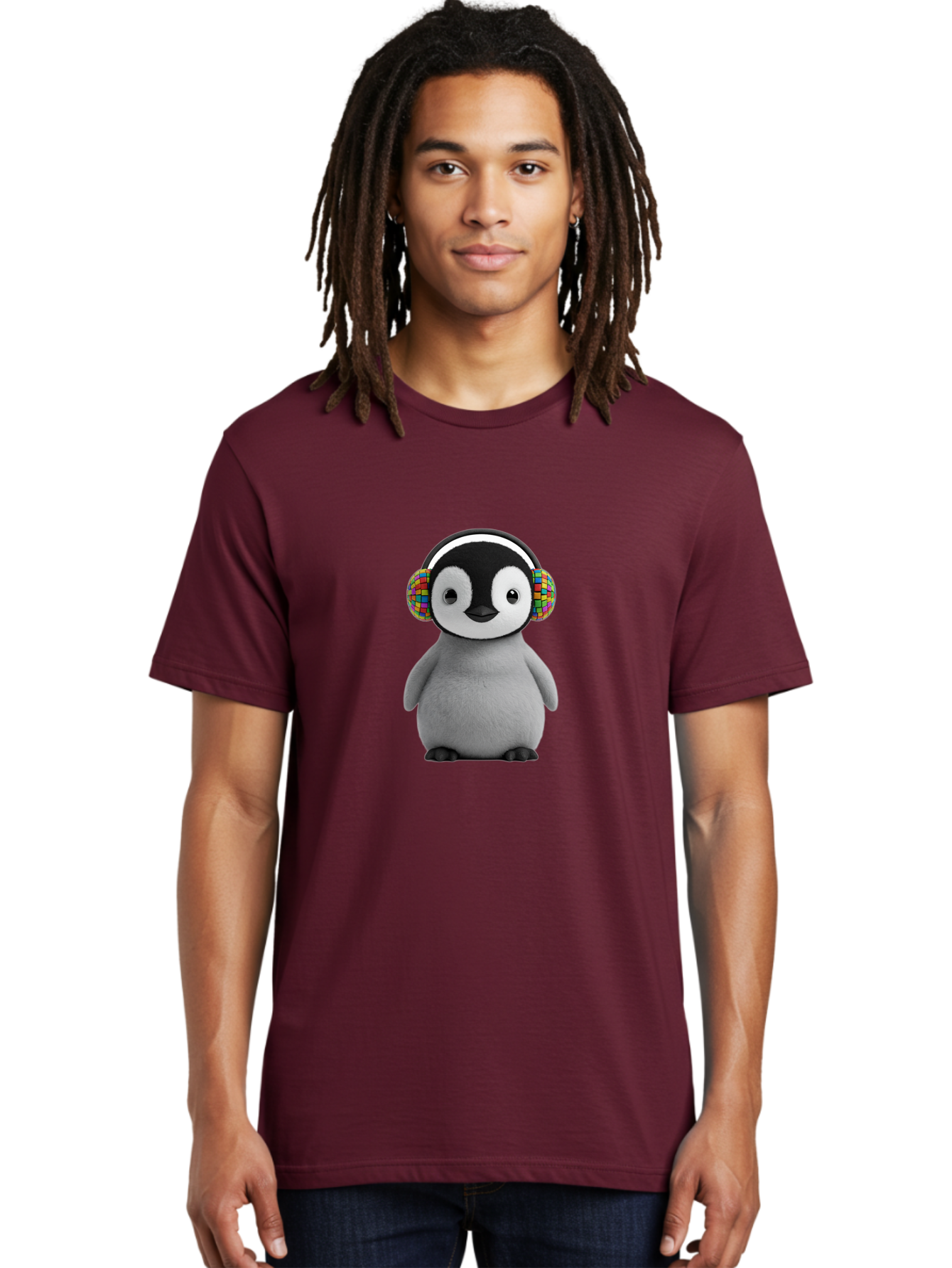 Penguin-Headphones Men'S Graphic Tee, 100% Cotton, Comfortable Casual Summer Wear, Machine Washable, Vintage Camera, Old Camera, Antique Camera, Black Camera, Classic Photography, Photography Equipment, Nostalgic Device, Film Camera, Ban071