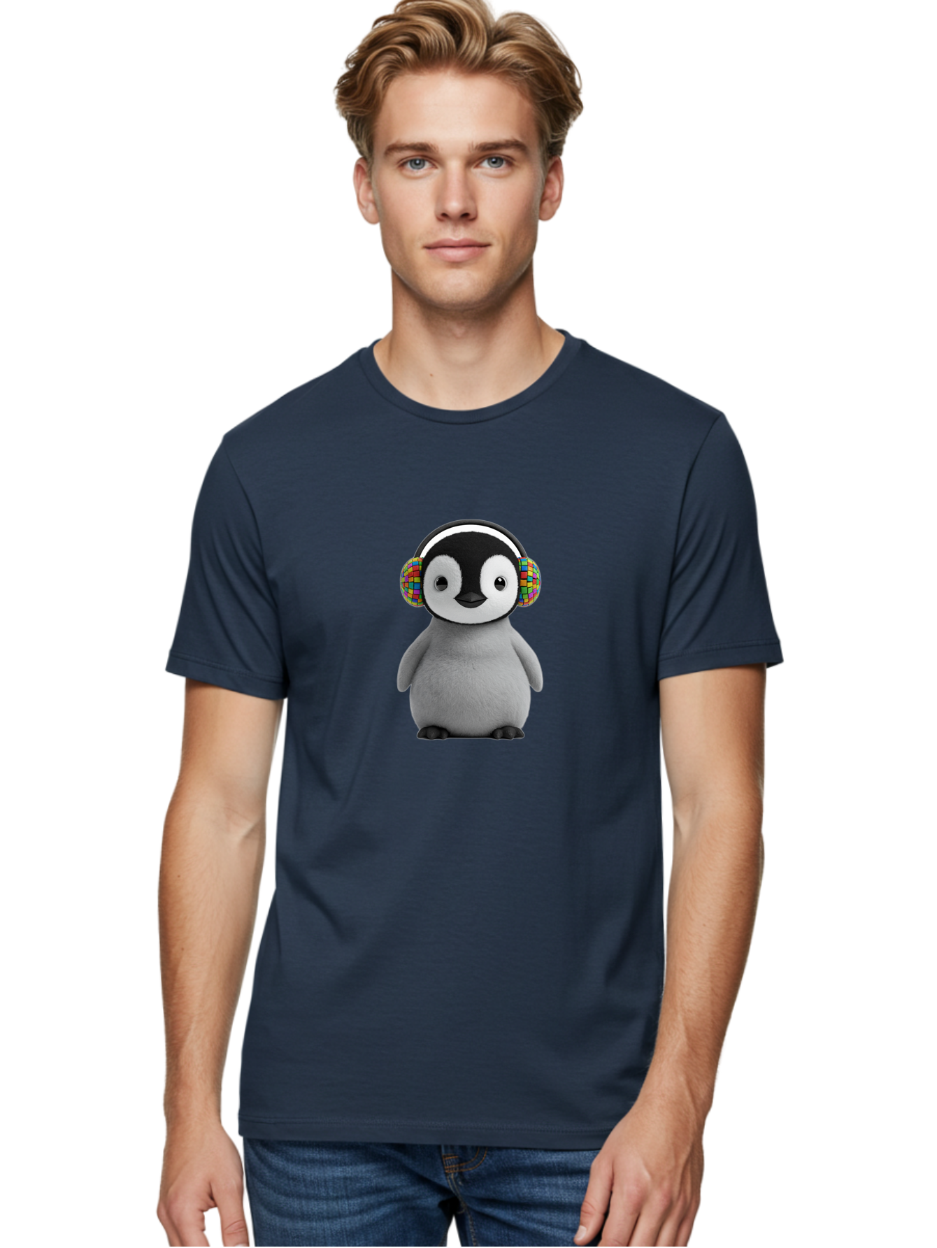 Penguin-Headphones Men'S Graphic Tee, 100% Cotton, Comfortable Casual Summer Wear, Machine Washable, Vintage Camera, Old Camera, Antique Camera, Black Camera, Classic Photography, Photography Equipment, Nostalgic Device, Film Camera, Ban071