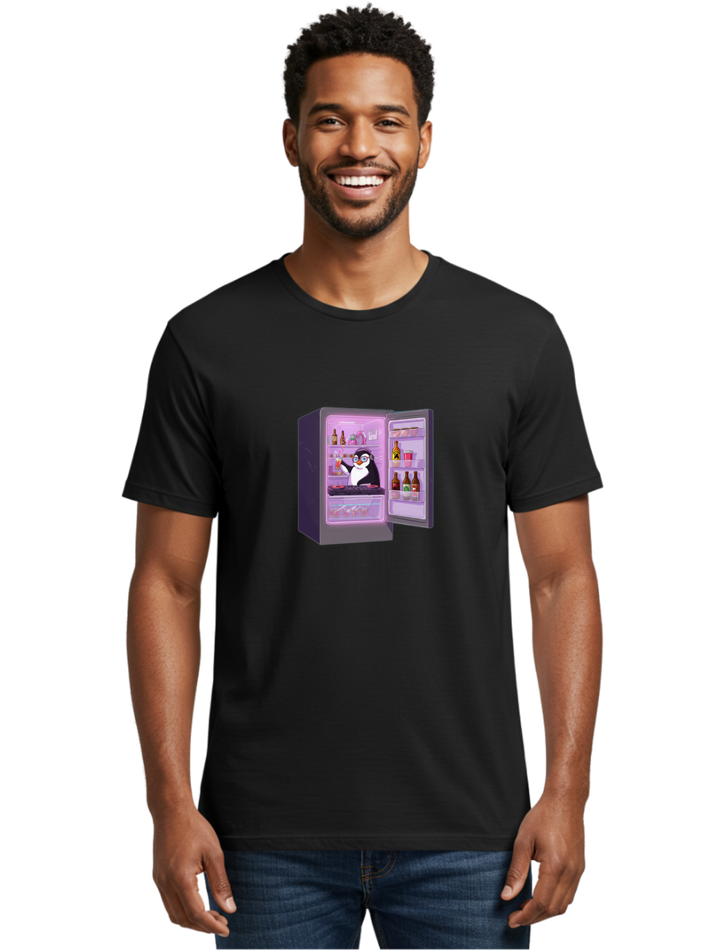 Penguin-In-Fridge Men'S Graphic Tee, 100% Cotton, Comfortable Casual Summer Wear, Machine Washable, Vintage Camera, Old Camera, Antique Camera, Black Camera, Classic Photography, Photography Equipment, Nostalgic Device, Film Camera, Camera Art Ban073