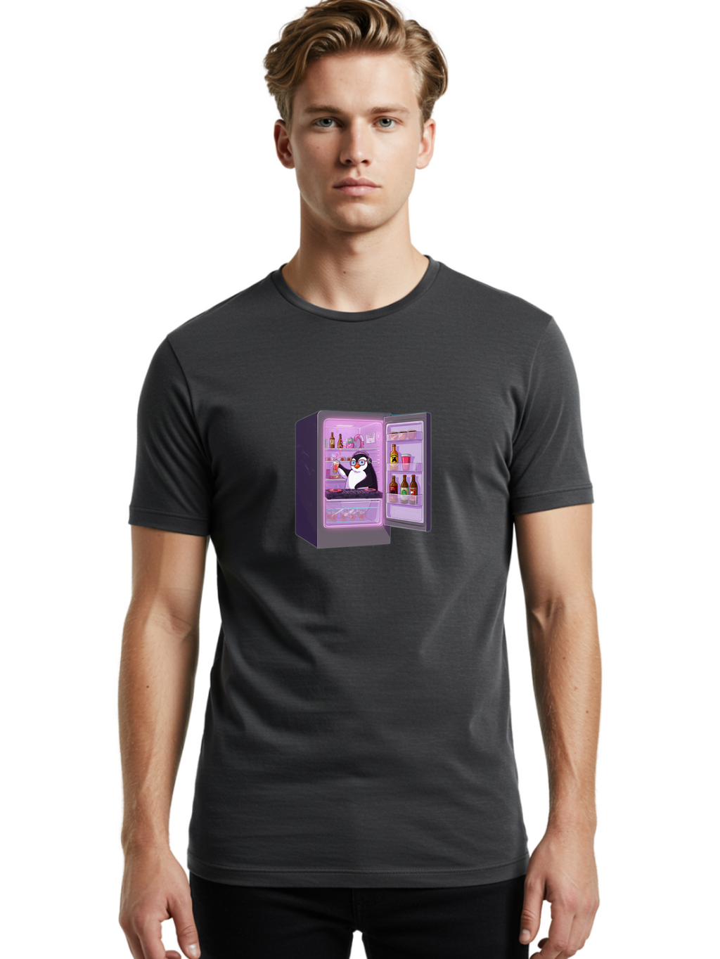 Penguin-In-Fridge Men'S Graphic Tee, 100% Cotton, Comfortable Casual Summer Wear, Machine Washable, Vintage Camera, Old Camera, Antique Camera, Black Camera, Classic Photography, Photography Equipment, Nostalgic Device, Film Camera, Camera Art Ban073