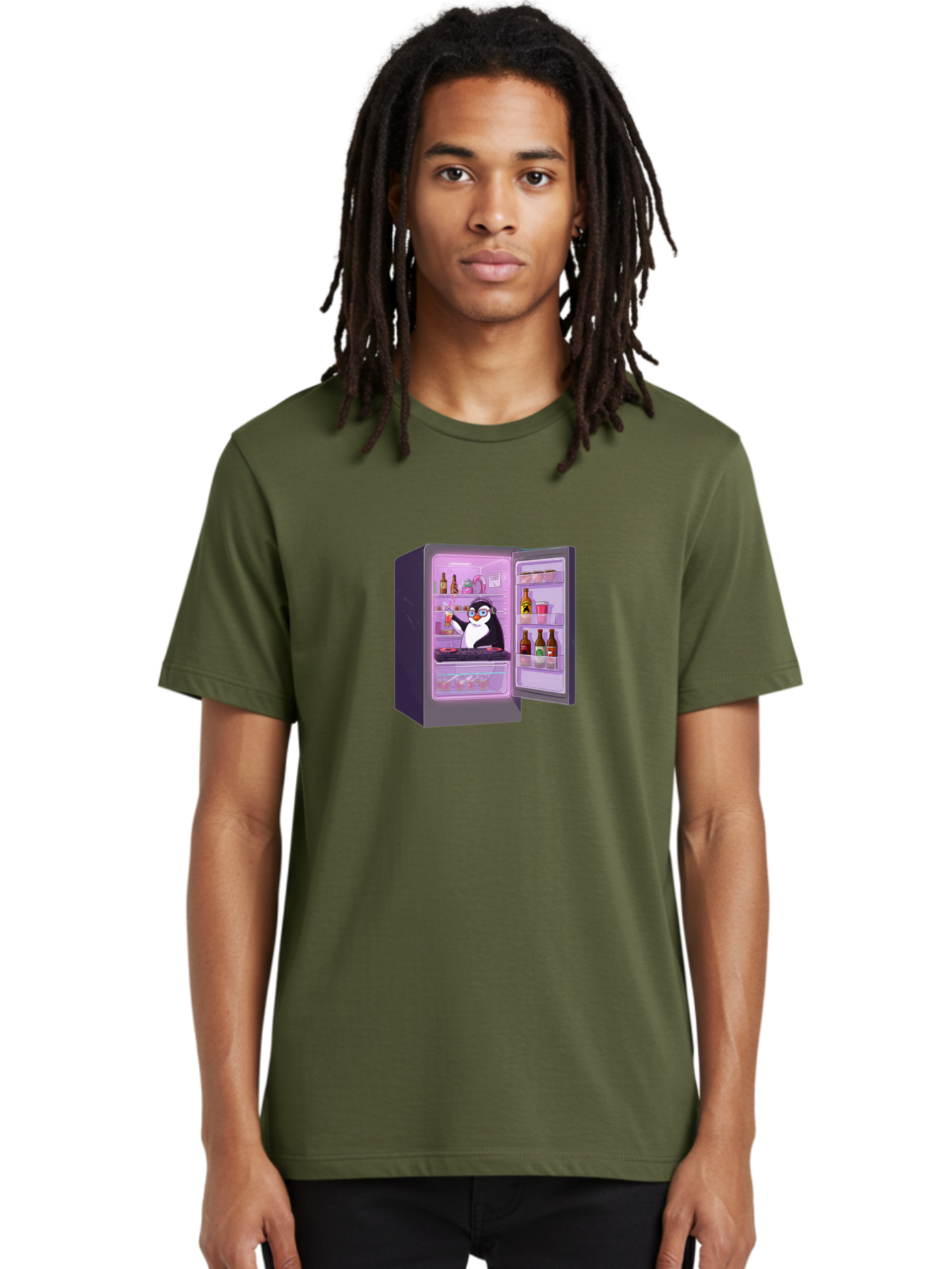 Penguin-In-Fridge Men'S Graphic Tee, 100% Cotton, Comfortable Casual Summer Wear, Machine Washable, Vintage Camera, Old Camera, Antique Camera, Black Camera, Classic Photography, Photography Equipment, Nostalgic Device, Film Camera, Camera Art Ban073