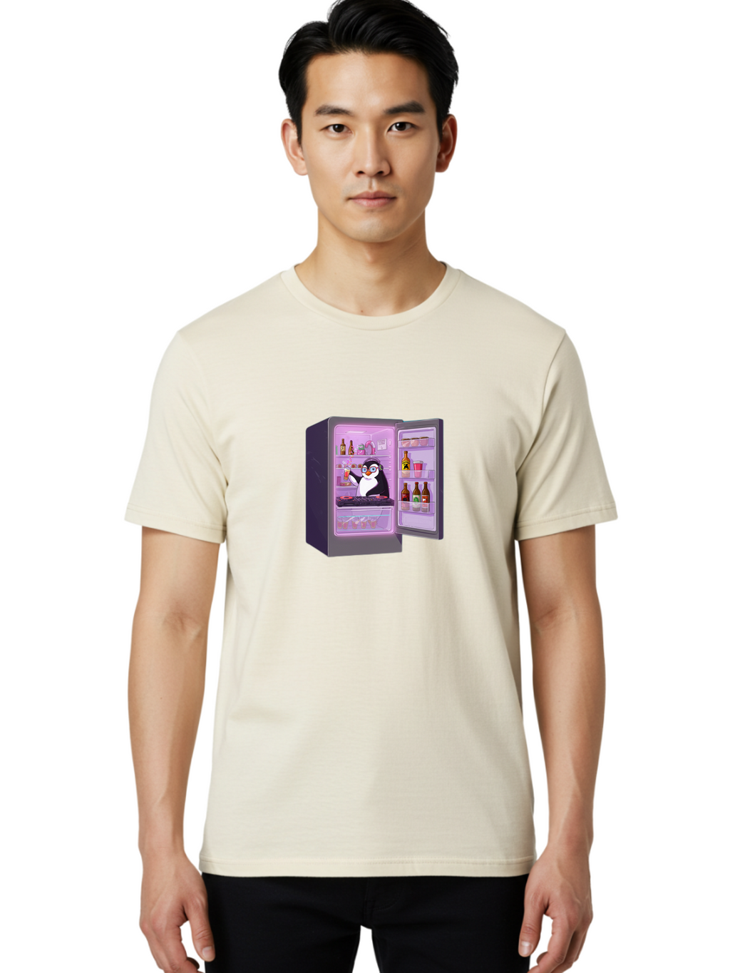 Penguin-In-Fridge Men'S Graphic Tee, 100% Cotton, Comfortable Casual Summer Wear, Machine Washable, Vintage Camera, Old Camera, Antique Camera, Black Camera, Classic Photography, Photography Equipment, Nostalgic Device, Film Camera, Camera Art Ban073