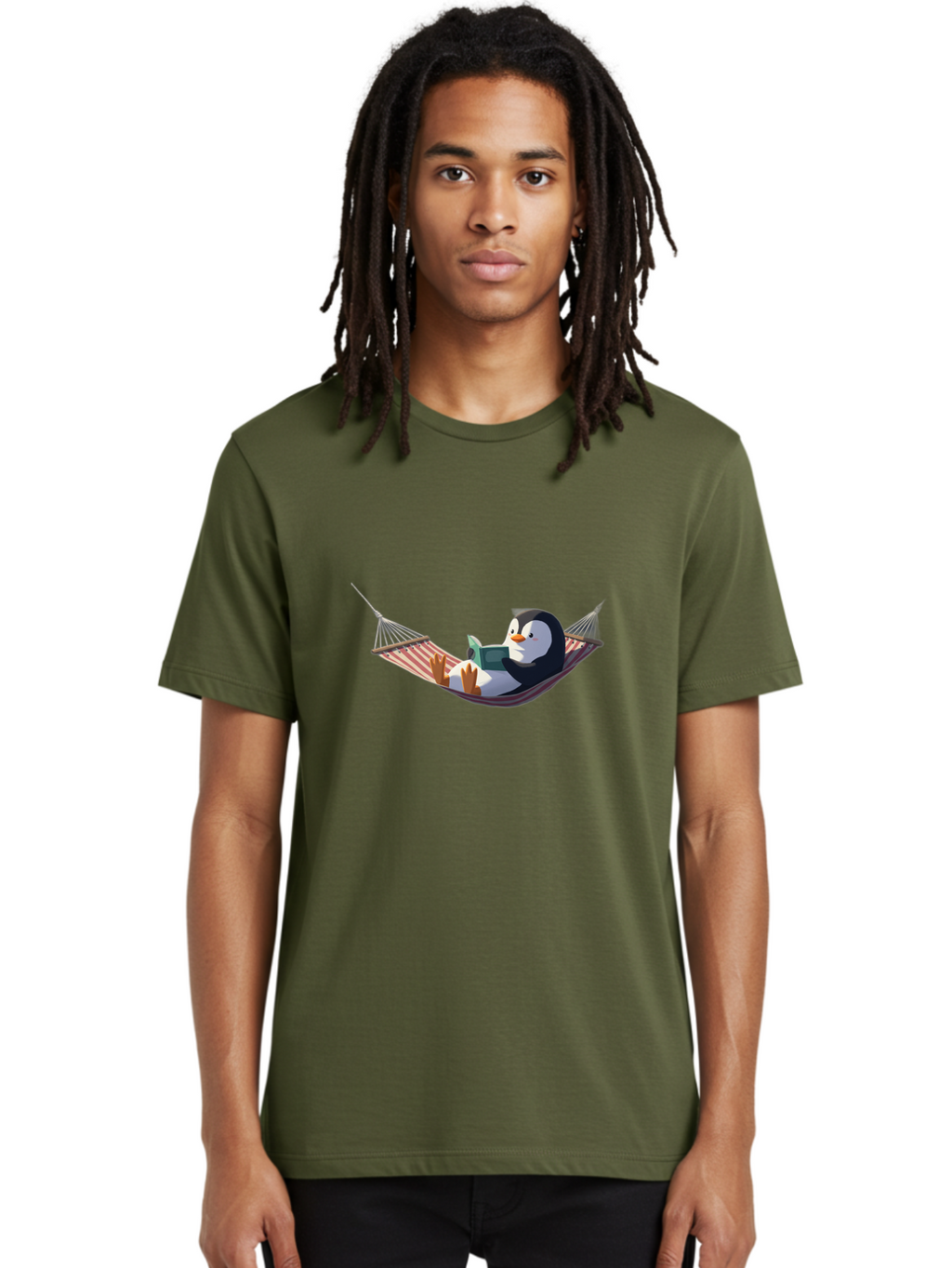 Penguin-In-Hammock Men'S Graphic Tee, 100% Cotton, Comfortable Casual Summer Wear, Machine Washable, Vintage Camera, Old Camera, Antique Camera, Black Camera, Classic Photography, Photography Equipment, Nostalgic Device, Film Camera, Ban074