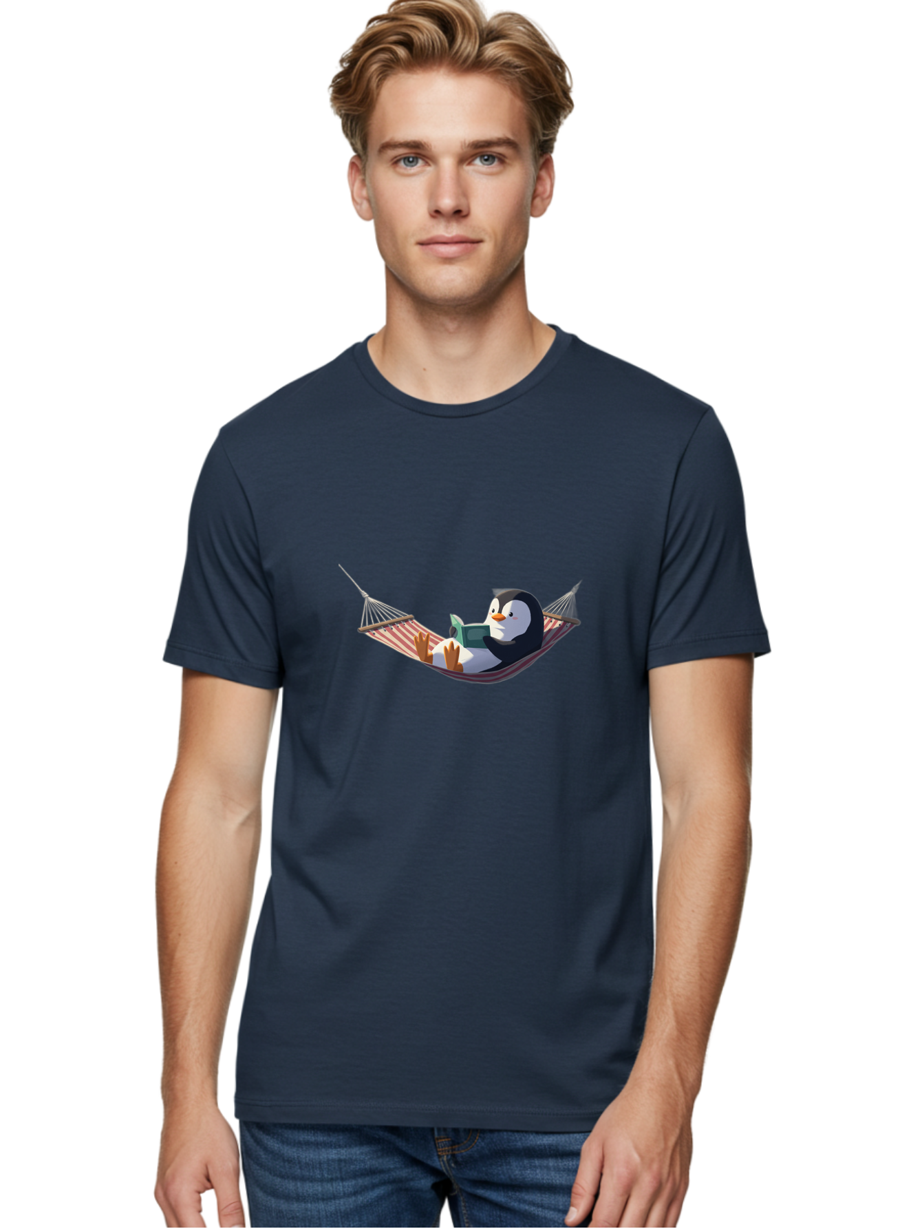 Penguin-In-Hammock Men'S Graphic Tee, 100% Cotton, Comfortable Casual Summer Wear, Machine Washable, Vintage Camera, Old Camera, Antique Camera, Black Camera, Classic Photography, Photography Equipment, Nostalgic Device, Film Camera, Ban074