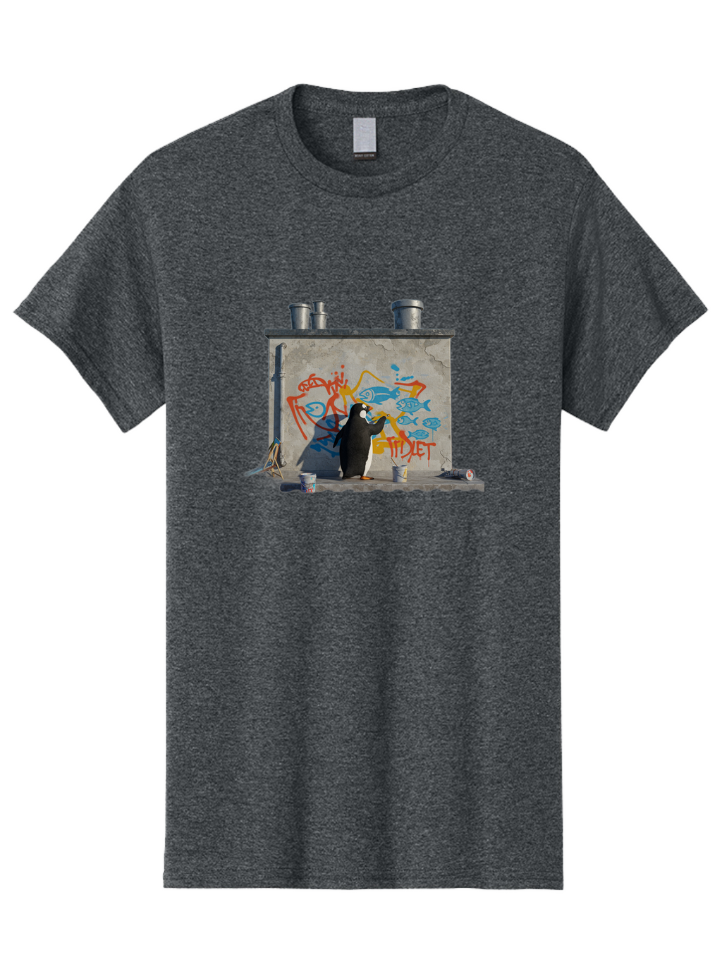 Penguin-Painting-Graffiti Men'S Graphic Tee, 100% Cotton, Comfortable Casual Summer Wear, Machine Washable, Vintage Camera, Old Camera, Antique Camera, Black Camera, Classic Photography, Photography Equipment, Nostalgic Device, Film Camera, Ban078