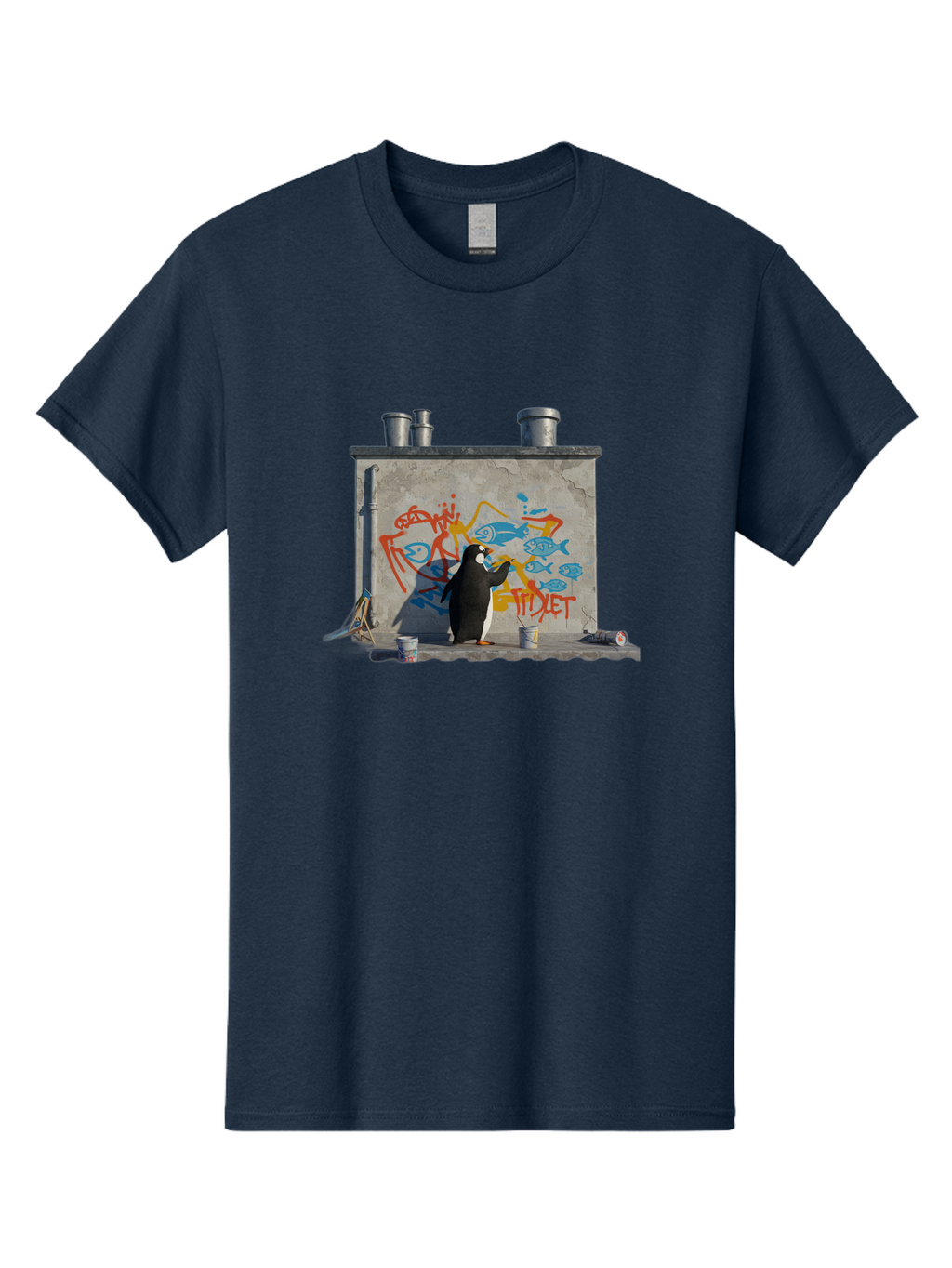 Penguin-Painting-Graffiti Men'S Graphic Tee, 100% Cotton, Comfortable Casual Summer Wear, Machine Washable, Vintage Camera, Old Camera, Antique Camera, Black Camera, Classic Photography, Photography Equipment, Nostalgic Device, Film Camera, Ban078