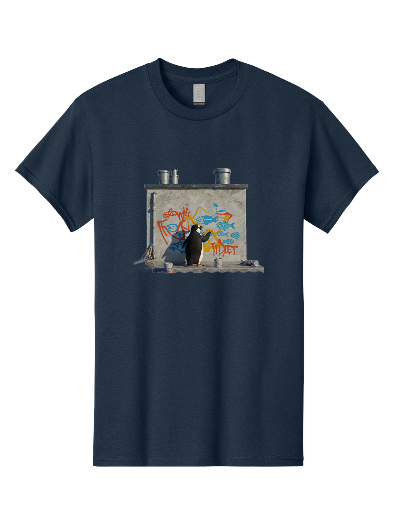Penguin-Painting-Graffiti Men'S Graphic Tee, 100% Cotton, Comfortable Casual Summer Wear, Machine Washable, Vintage Camera, Old Camera, Antique Camera, Black Camera, Classic Photography, Photography Equipment, Nostalgic Device, Film Camera, Ban078