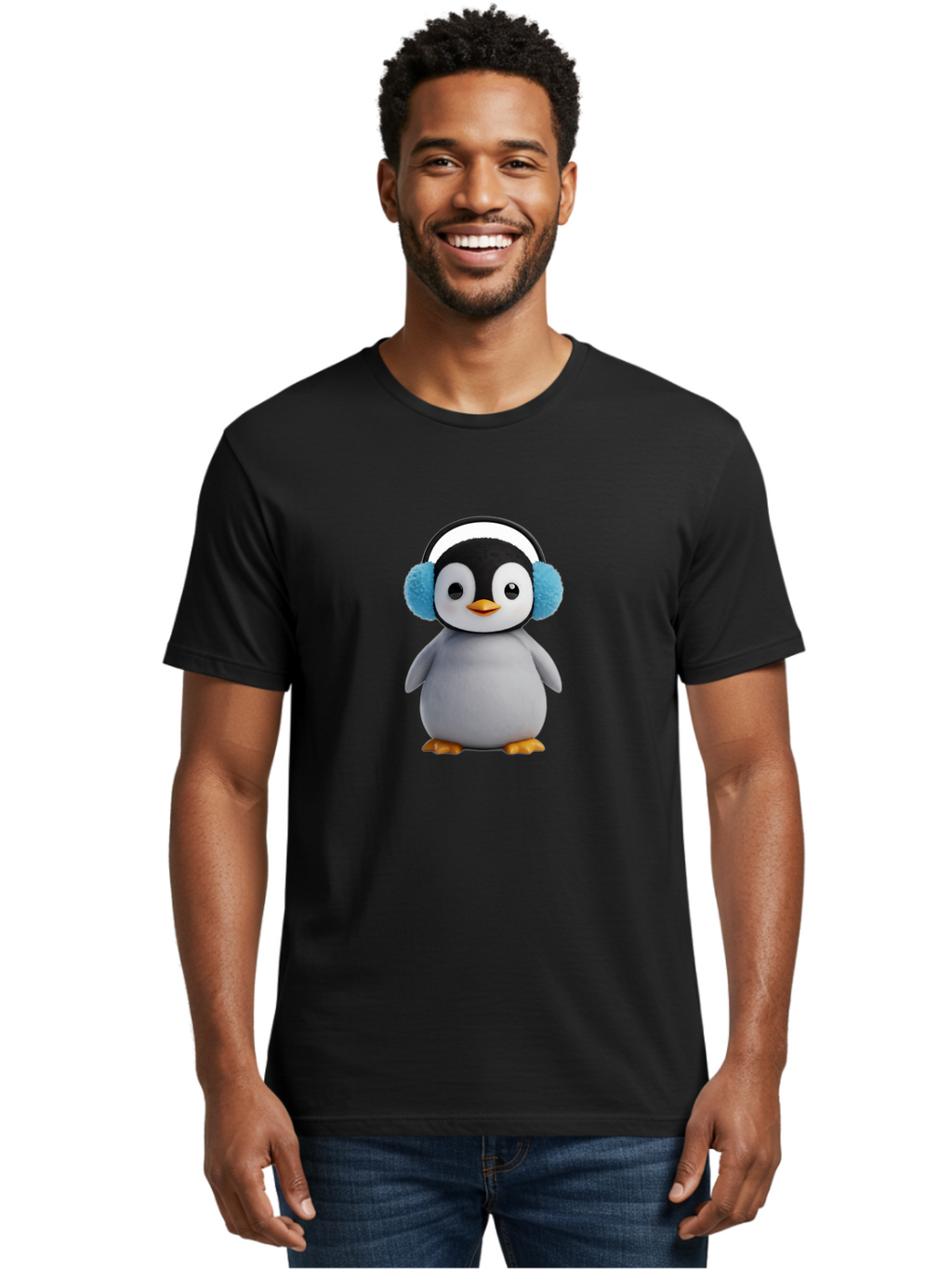 Penguin-Wearing-Earmuffs Men'S Graphic Tee, 100% Cotton, Comfortable Casual Summer Wear, Machine Washable, Vintage Camera, Old Camera, Antique Camera, Black Camera, Classic Photography, Photography Equipment, Nostalgic Device, Film Camera, Ban080