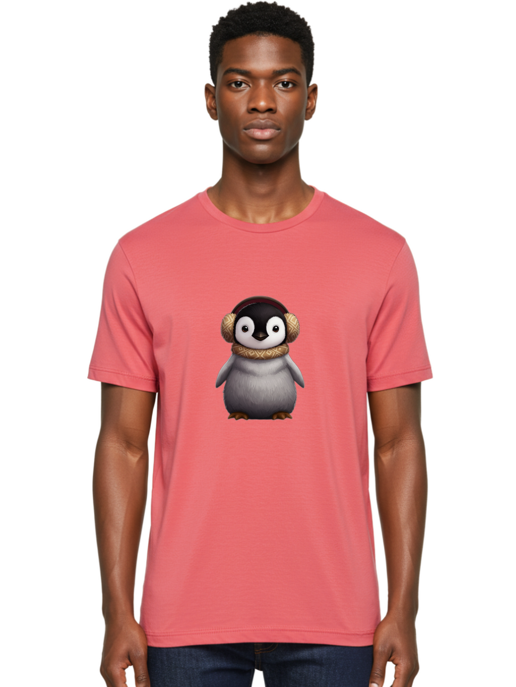 Penguin-With-Earmuffs-1 Men'S Graphic Tee, 100% Cotton, Comfortable Casual Summer Wear, Machine Washable, Vintage Camera, Old Camera, Antique Camera, Black Camera, Classic Photography, Photography Equipment, Nostalgic Device, Film Camera, Ban081