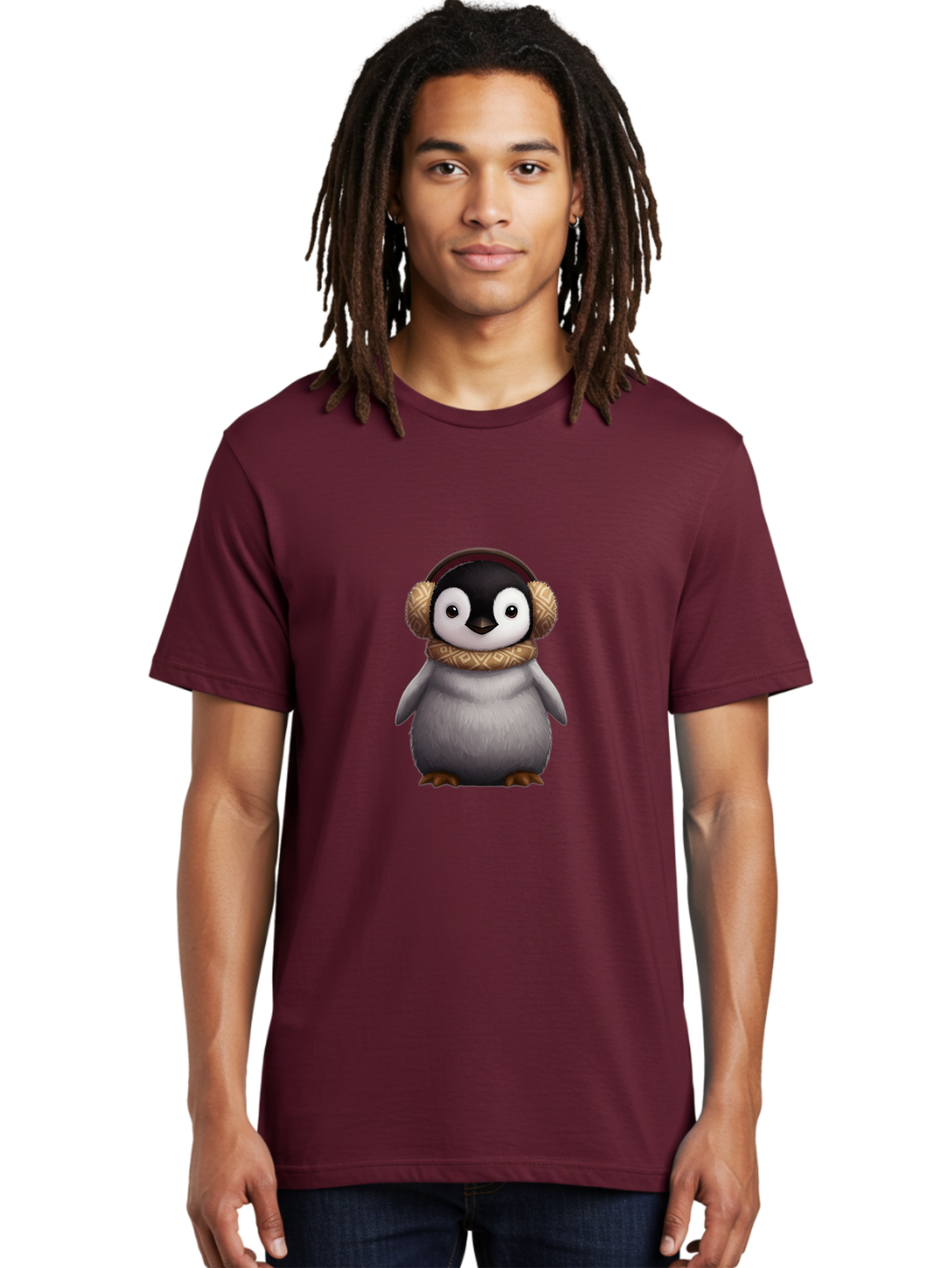 Penguin-With-Earmuffs-1 Men'S Graphic Tee, 100% Cotton, Comfortable Casual Summer Wear, Machine Washable, Vintage Camera, Old Camera, Antique Camera, Black Camera, Classic Photography, Photography Equipment, Nostalgic Device, Film Camera, Ban081