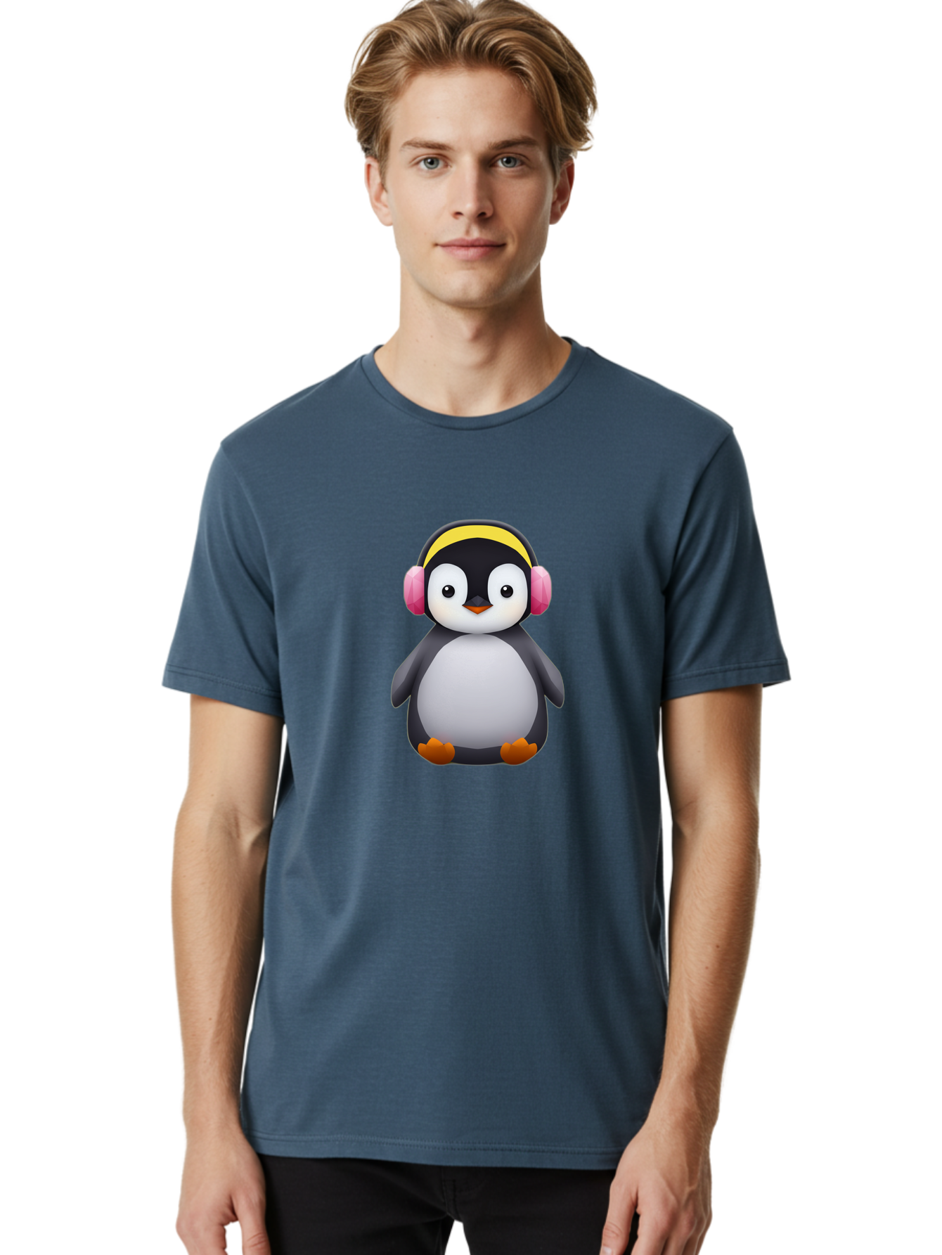 Penguin-With-Headphones-1 Men'S Graphic Tee, 100% Cotton, Comfortable Casual Summer Wear, Machine Washable, Vintage Camera, Old Camera, Antique Camera, Black Camera, Classic Photography, Photography Equipment, Nostalgic Device, Film Camera, Ban084