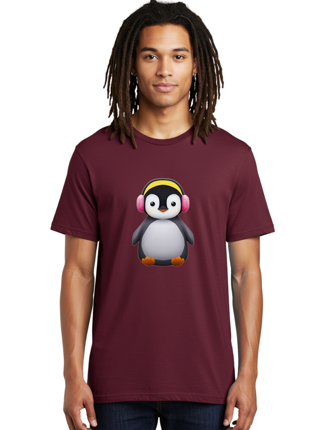 Penguin-With-Headphones-1 Men'S Graphic Tee, 100% Cotton, Comfortable Casual Summer Wear, Machine Washable, Vintage Camera, Old Camera, Antique Camera, Black Camera, Classic Photography, Photography Equipment, Nostalgic Device, Film Camera, Ban084