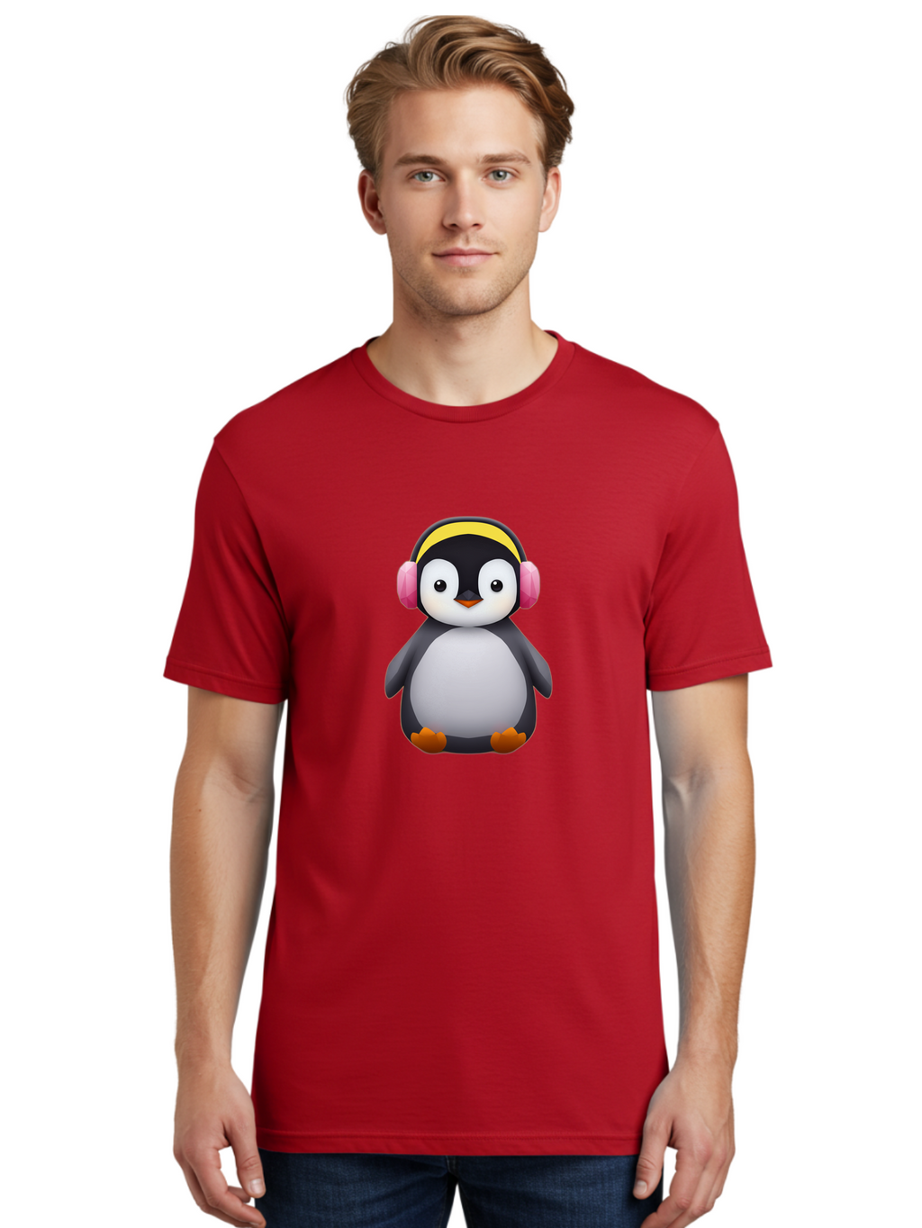 Penguin-With-Headphones-1 Men'S Graphic Tee, 100% Cotton, Comfortable Casual Summer Wear, Machine Washable, Vintage Camera, Old Camera, Antique Camera, Black Camera, Classic Photography, Photography Equipment, Nostalgic Device, Film Camera, Ban084