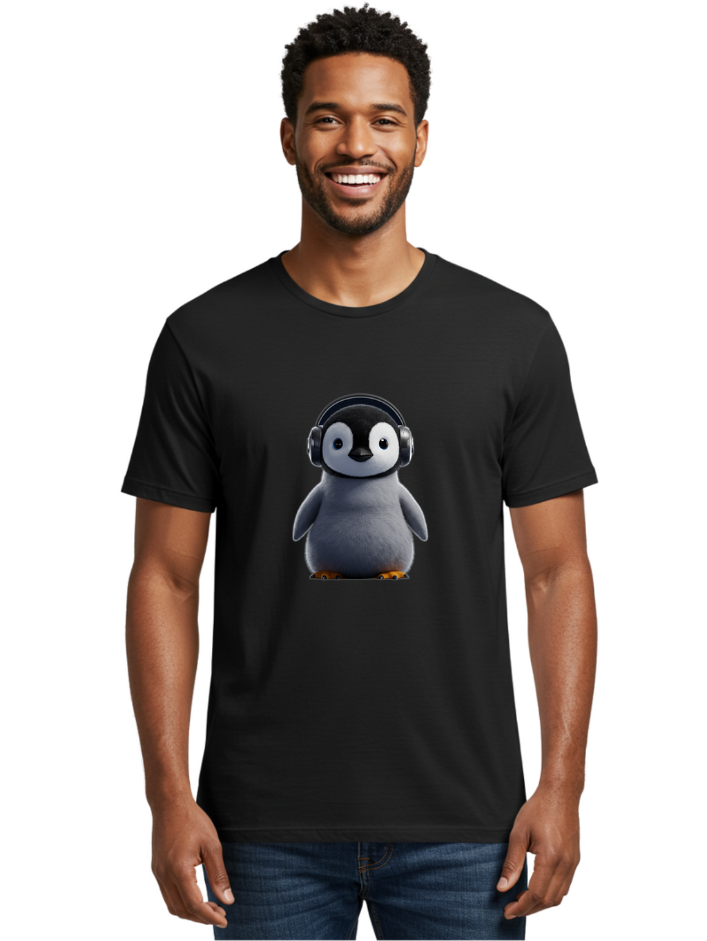 Penguin-With-Headphones-2 Men'S Graphic Tee, 100% Cotton, Comfortable Casual Summer Wear, Machine Washable, Vintage Camera, Old Camera, Antique Camera, Black Camera, Classic Photography, Photography Equipment, Nostalgic Device, Film Camera, Ban085