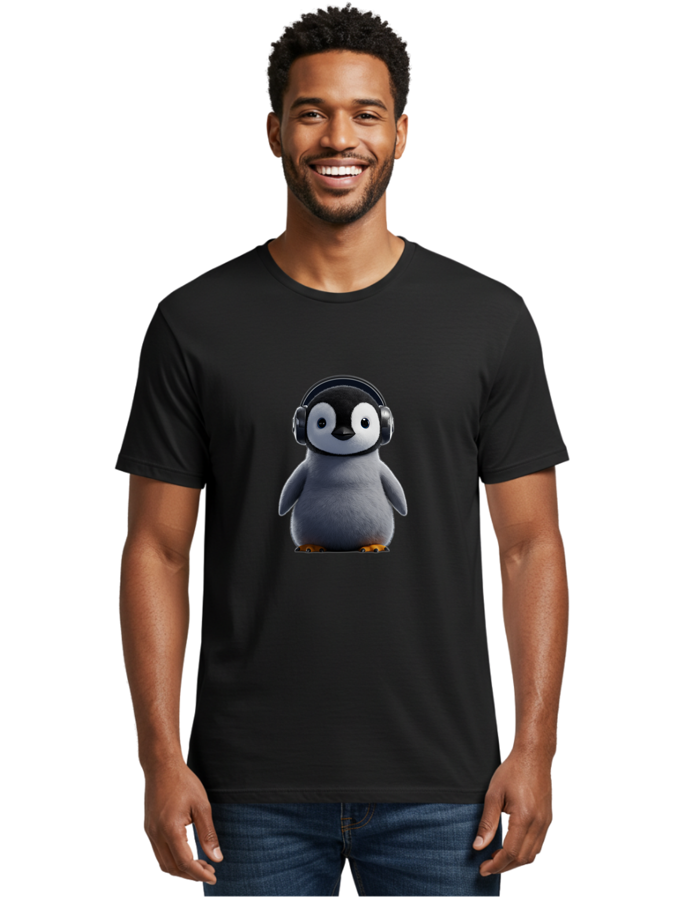 Penguin-With-Headphones-2 Men'S Graphic Tee, 100% Cotton, Comfortable Casual Summer Wear, Machine Washable, Vintage Camera, Old Camera, Antique Camera, Black Camera, Classic Photography, Photography Equipment, Nostalgic Device, Film Camera, Ban085