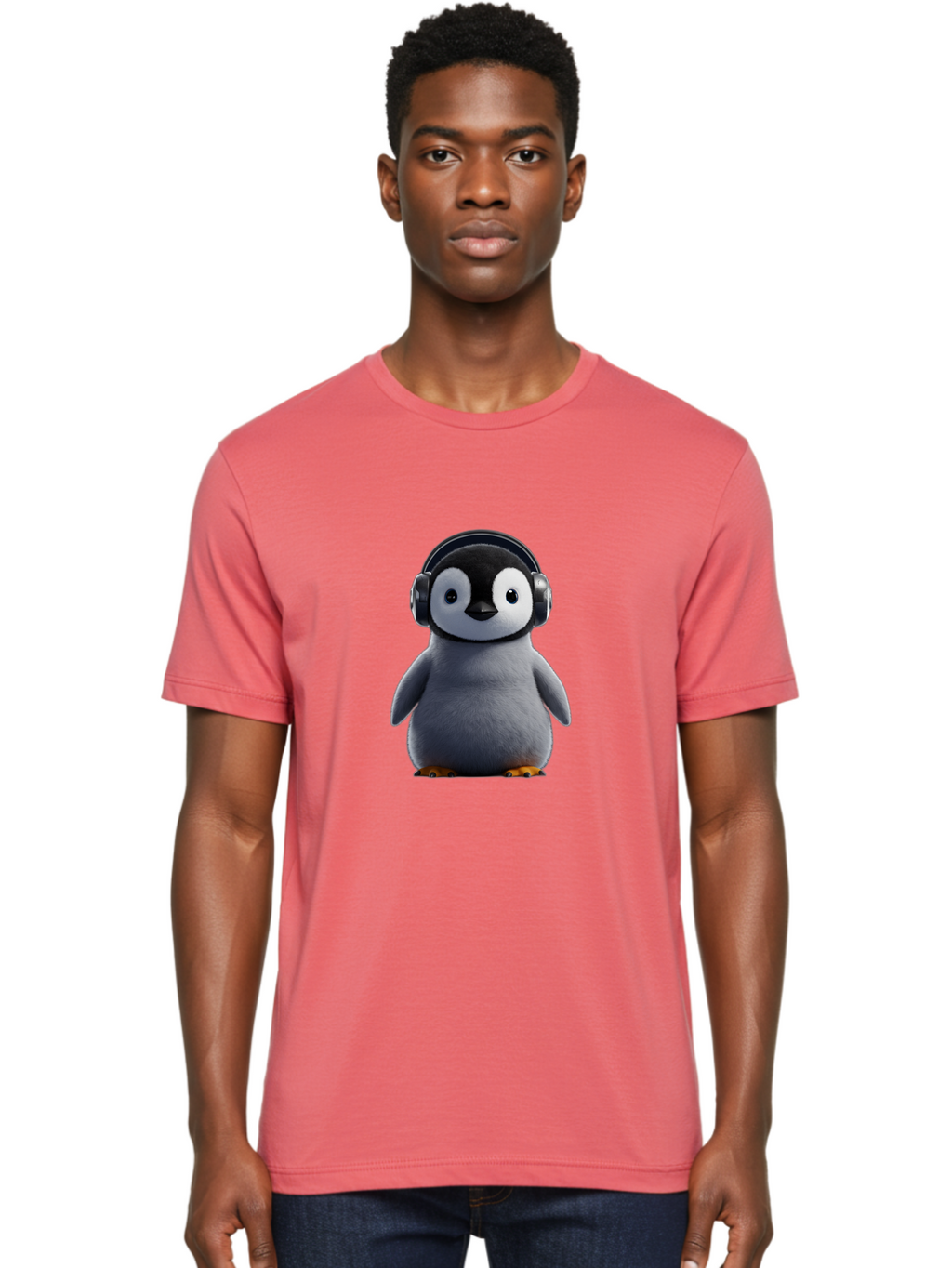 Penguin-With-Headphones-2 Men'S Graphic Tee, 100% Cotton, Comfortable Casual Summer Wear, Machine Washable, Vintage Camera, Old Camera, Antique Camera, Black Camera, Classic Photography, Photography Equipment, Nostalgic Device, Film Camera, Ban085