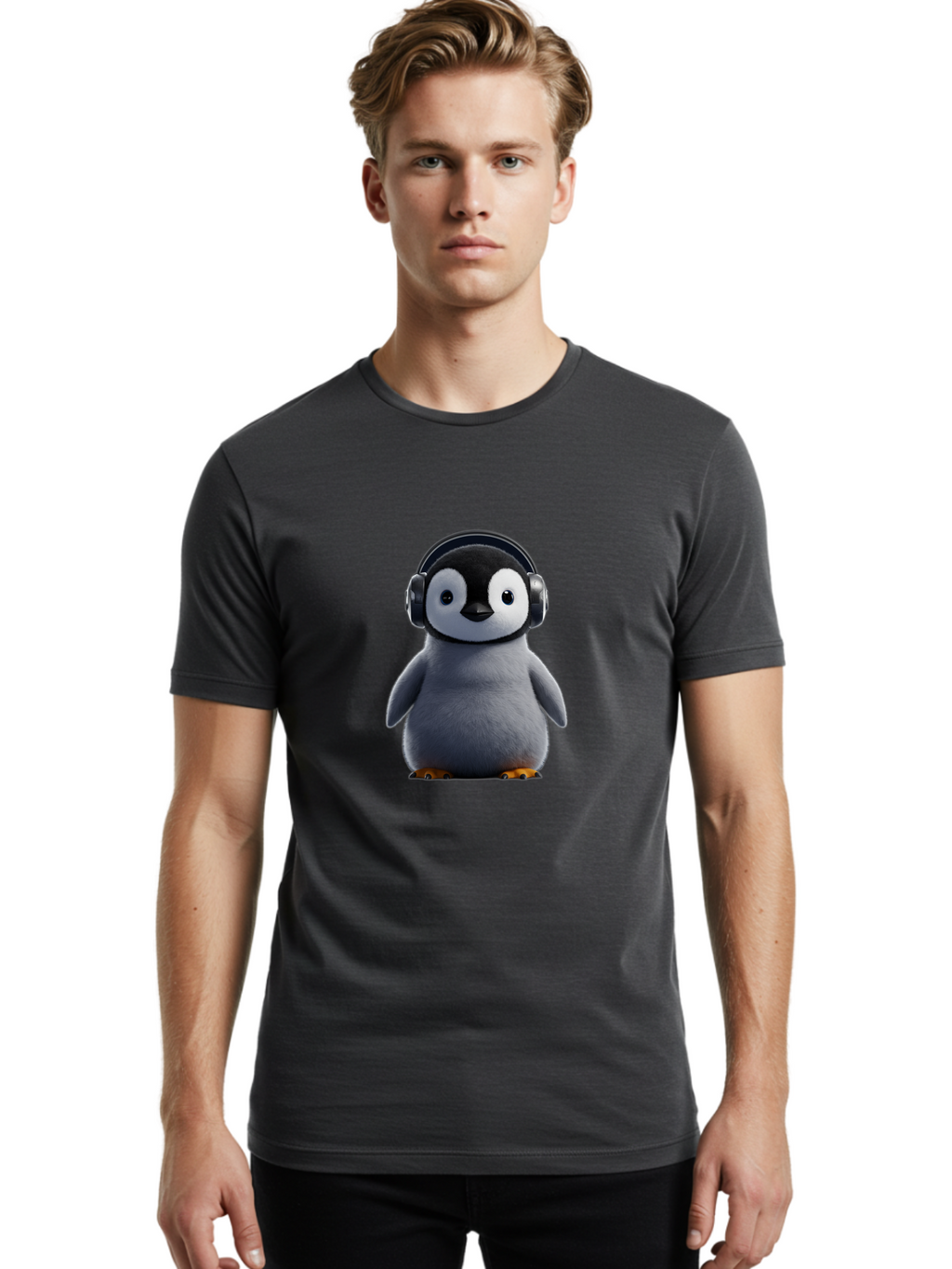 Penguin-With-Headphones-2 Men'S Graphic Tee, 100% Cotton, Comfortable Casual Summer Wear, Machine Washable, Vintage Camera, Old Camera, Antique Camera, Black Camera, Classic Photography, Photography Equipment, Nostalgic Device, Film Camera, Ban085