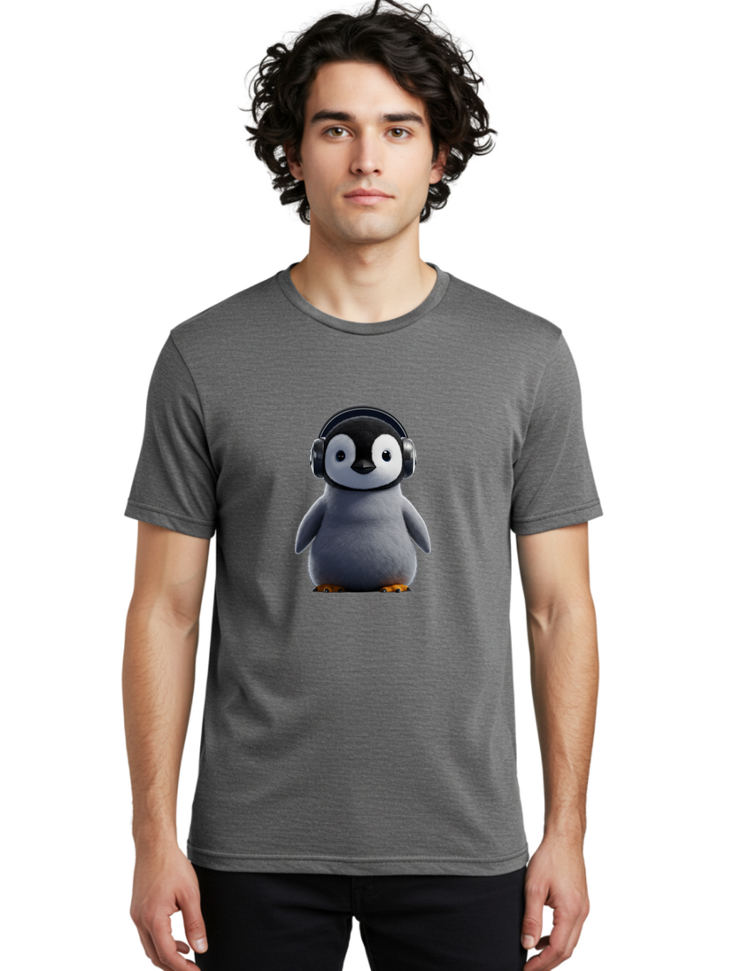 Penguin-With-Headphones-2 Men'S Graphic Tee, 100% Cotton, Comfortable Casual Summer Wear, Machine Washable, Vintage Camera, Old Camera, Antique Camera, Black Camera, Classic Photography, Photography Equipment, Nostalgic Device, Film Camera, Ban085