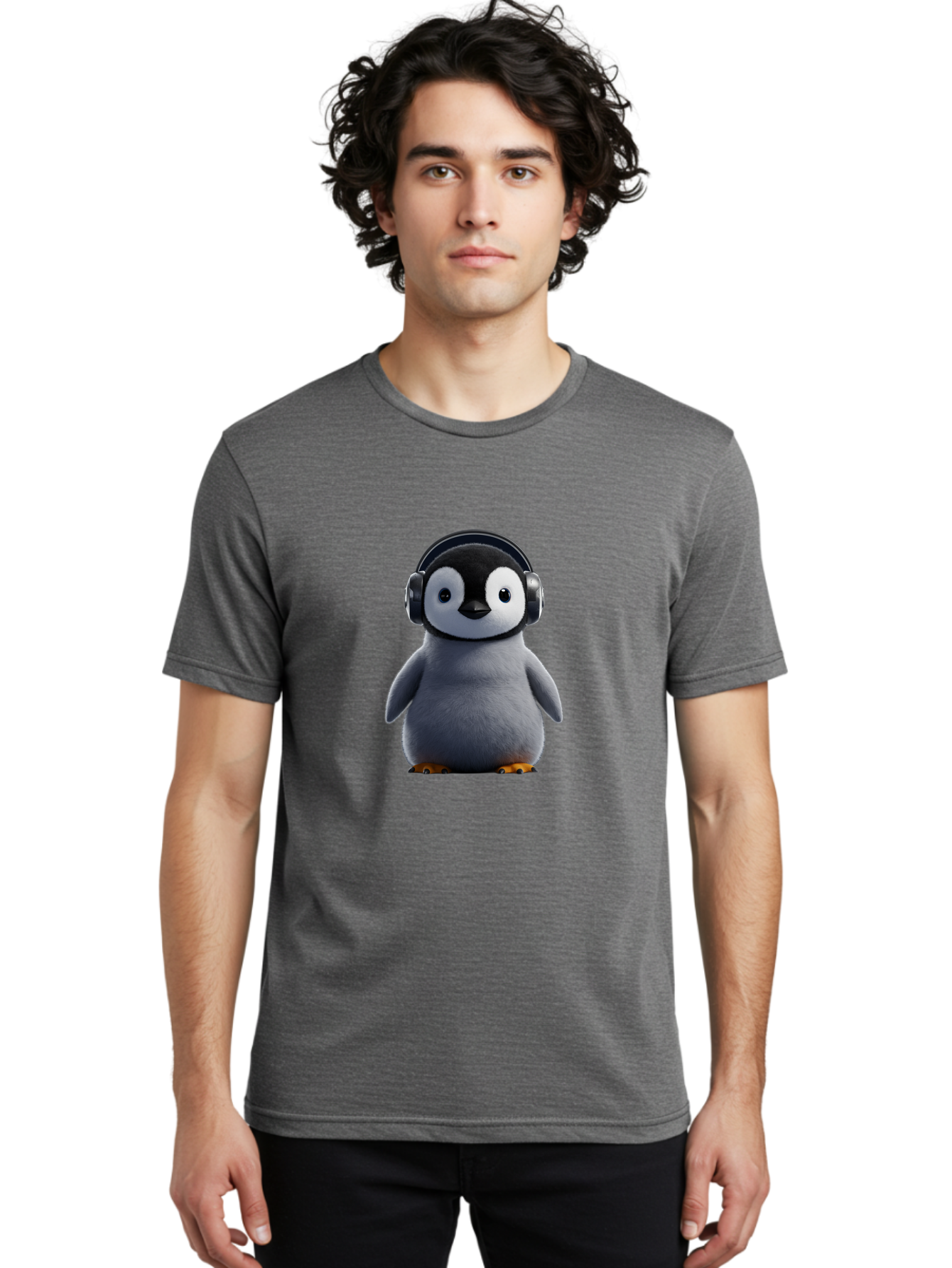 Penguin-With-Headphones-2 Men'S Graphic Tee, 100% Cotton, Comfortable Casual Summer Wear, Machine Washable, Vintage Camera, Old Camera, Antique Camera, Black Camera, Classic Photography, Photography Equipment, Nostalgic Device, Film Camera, Ban085
