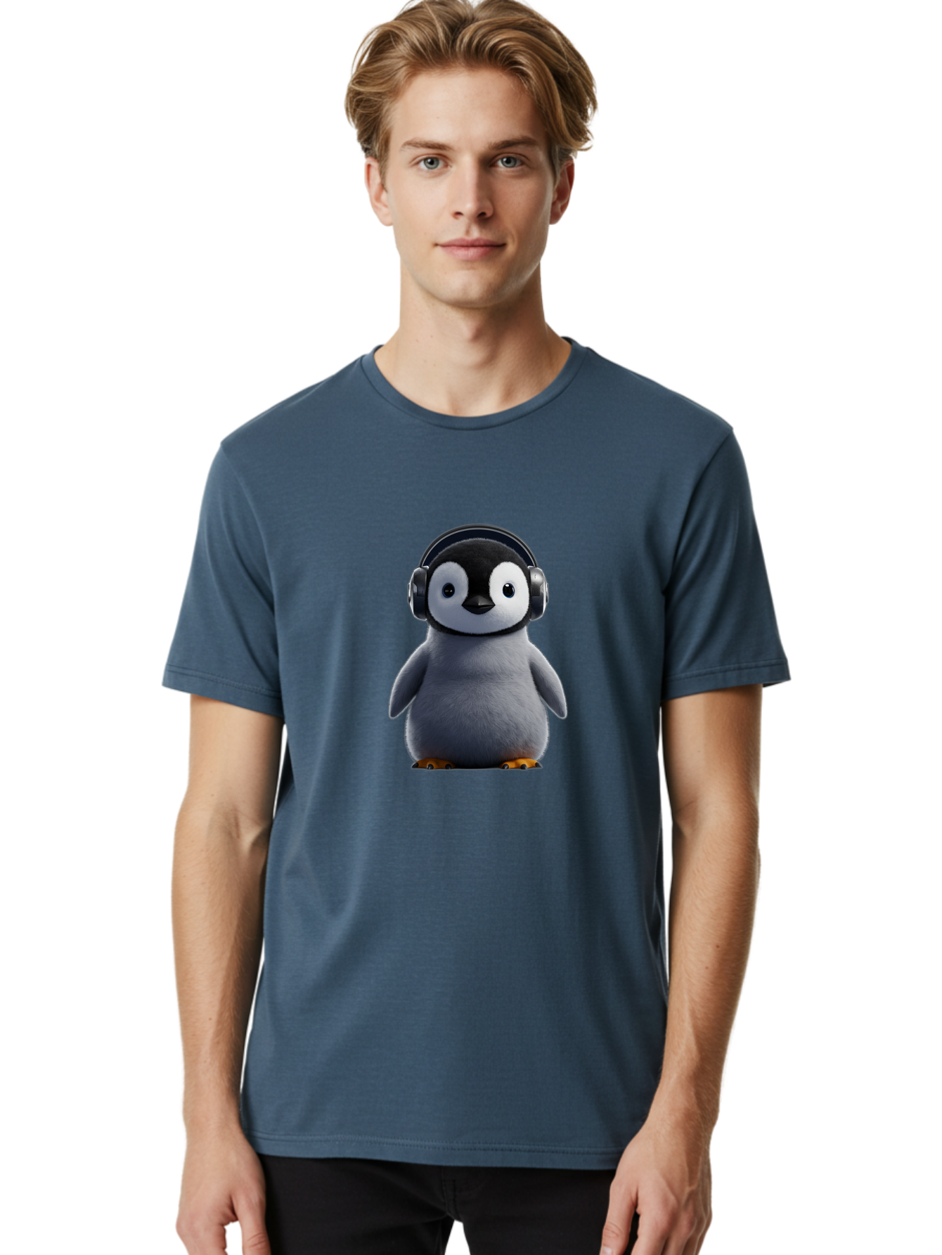 Penguin-With-Headphones-2 Men'S Graphic Tee, 100% Cotton, Comfortable Casual Summer Wear, Machine Washable, Vintage Camera, Old Camera, Antique Camera, Black Camera, Classic Photography, Photography Equipment, Nostalgic Device, Film Camera, Ban085
