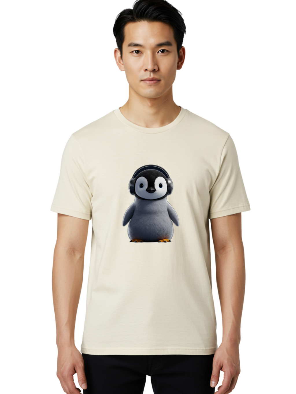 Penguin-With-Headphones-2 Men'S Graphic Tee, 100% Cotton, Comfortable Casual Summer Wear, Machine Washable, Vintage Camera, Old Camera, Antique Camera, Black Camera, Classic Photography, Photography Equipment, Nostalgic Device, Film Camera, Ban085
