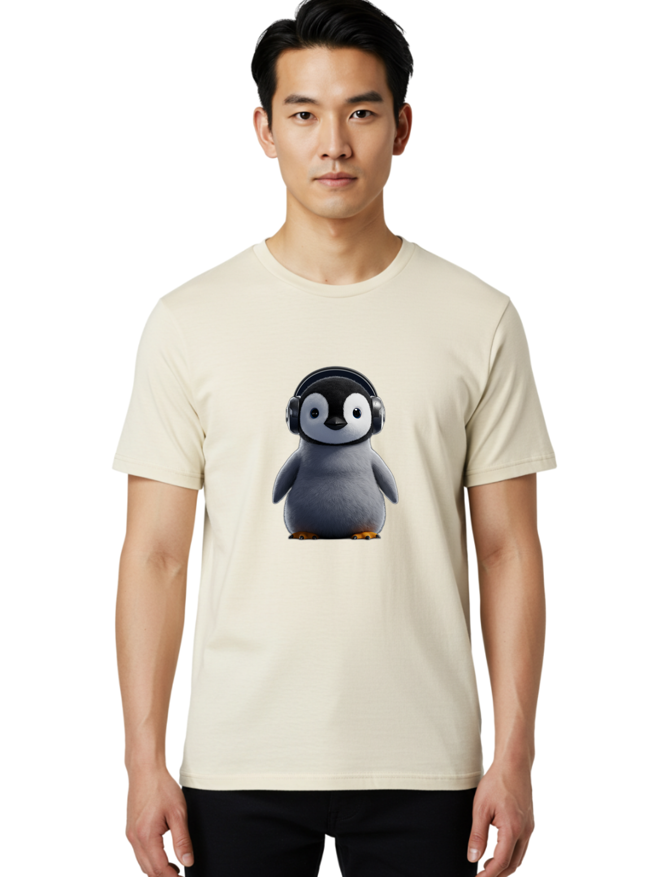 Penguin-With-Headphones-2 Men'S Graphic Tee, 100% Cotton, Comfortable Casual Summer Wear, Machine Washable, Vintage Camera, Old Camera, Antique Camera, Black Camera, Classic Photography, Photography Equipment, Nostalgic Device, Film Camera, Ban085